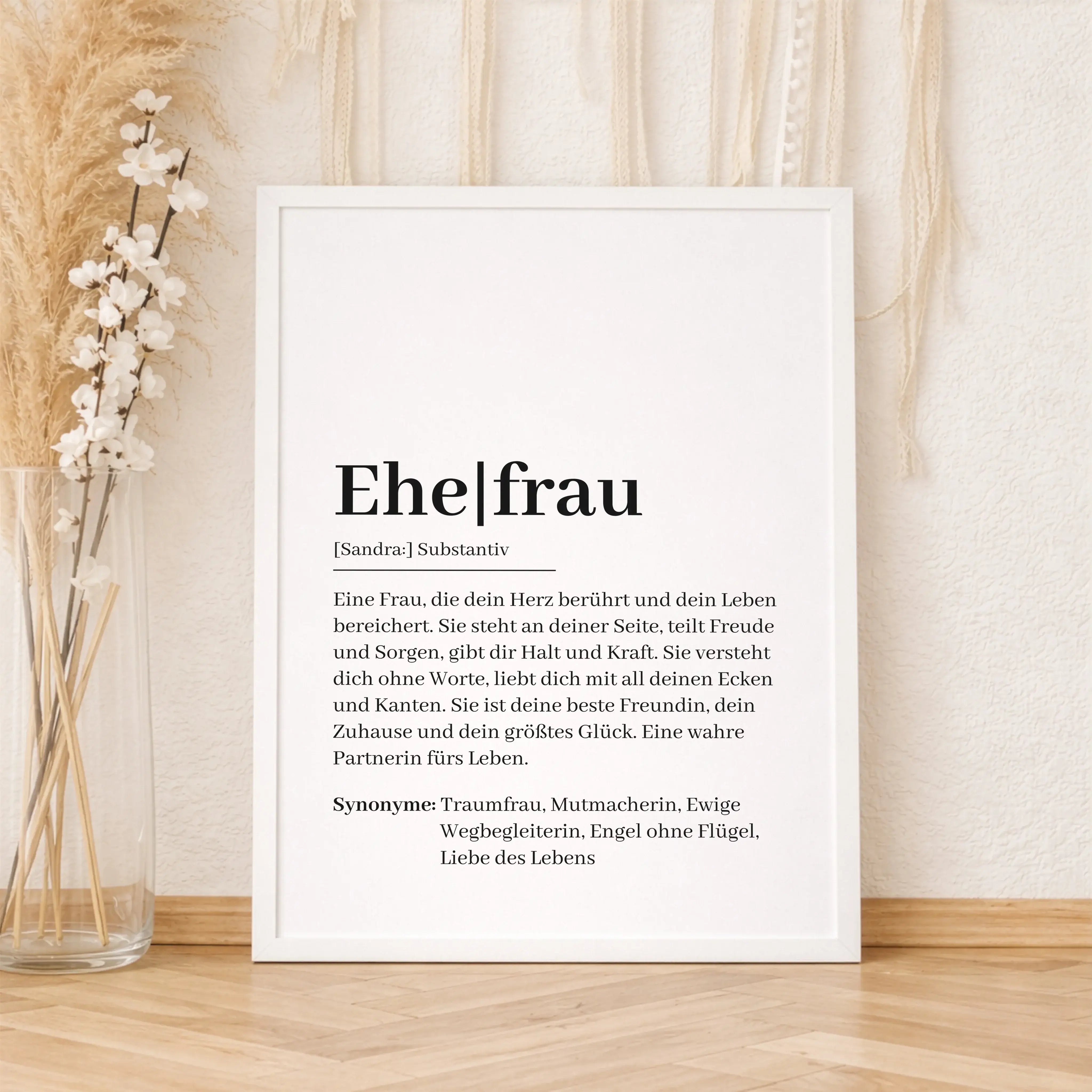 Personalisiertes Poster - Ehefrau Definition Poster - personalisiert