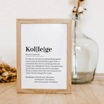 Kollege Definition Poster-Personalisiertes Poster-famprints-Suchst du nach einem besonderen Geschenk für deinen Kollegen? Unser Kollege Definition Poster ist die perfekte Wahl! Dieses liebevoll gestaltete Poster zeigt auf originelle und herzliche Weise, w