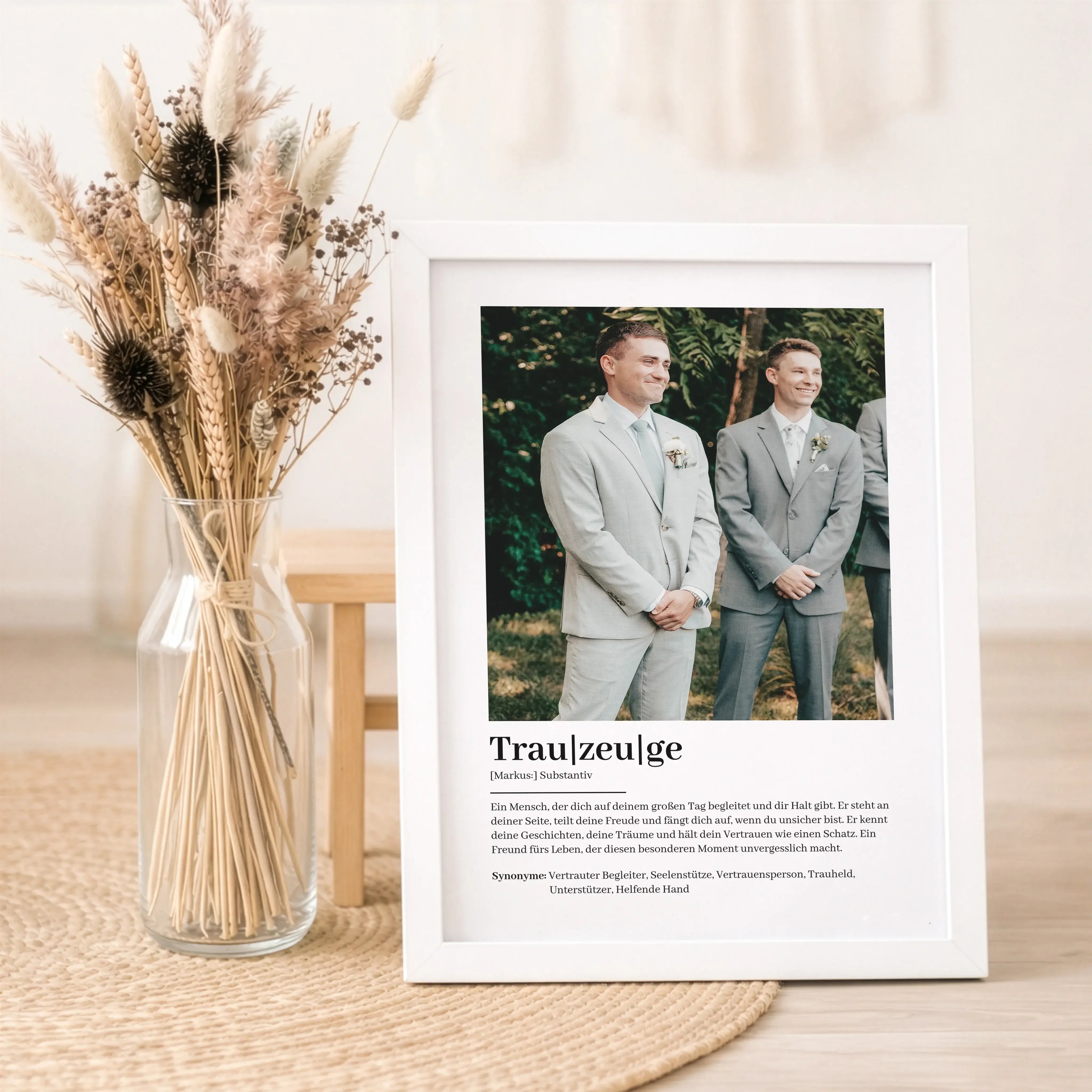 Trauzeuge Definition Poster mit Foto-Personalisiertes Poster-famprints-Das Trauzeuge Definition Poster mit Foto ist ein persönliches Geschenk, das deinem Trauzeugen zeigt, wie wichtig seine Rolle an eurer Hochzeit ist. Du hältst damit nicht nur einen beso