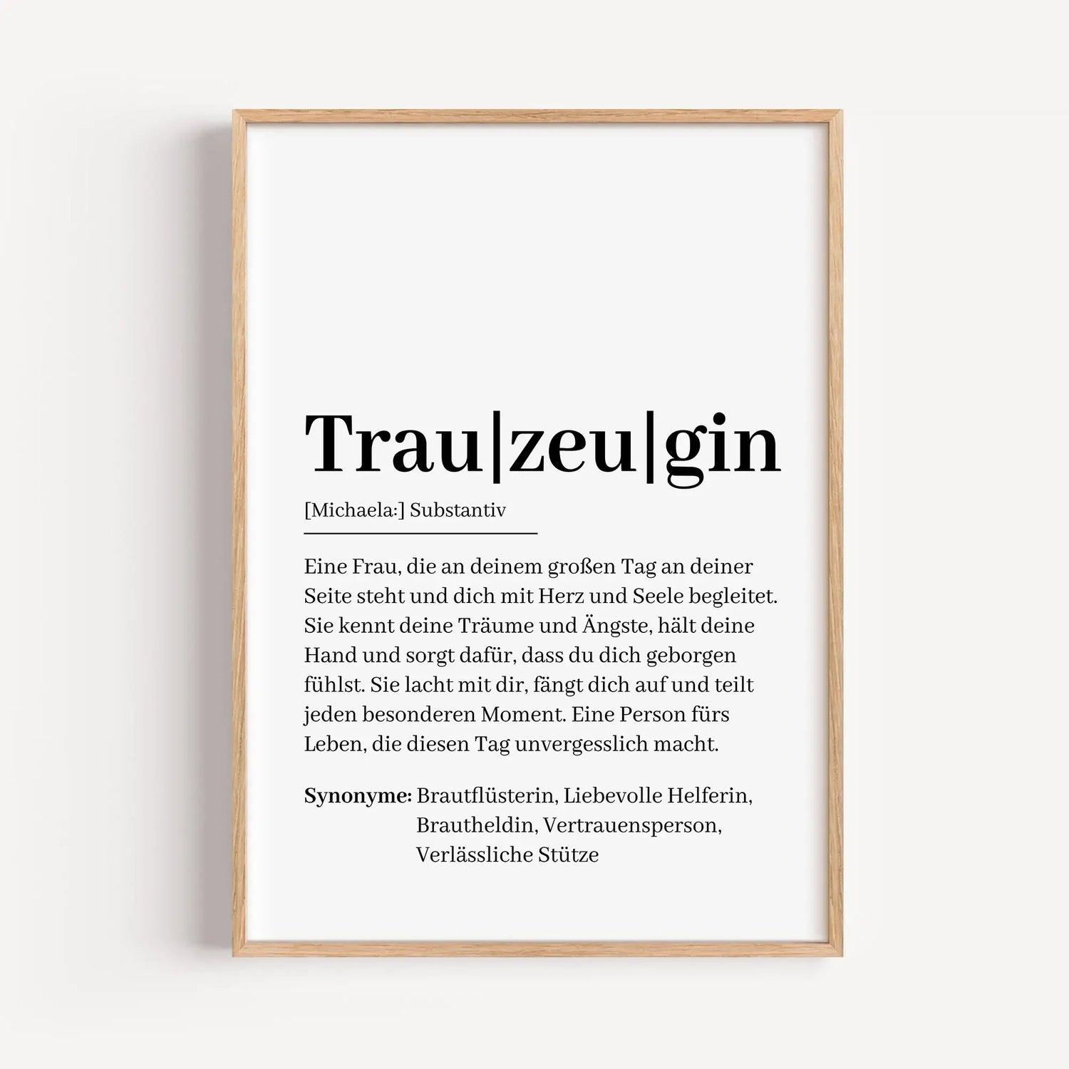 Trauzeugin Definition Poster-Personalisiertes Poster-famprints-Suchst du nach einem besonderen Geschenk für deine Trauzeugin? Unser Trauzeugin Definition Poster ist genau das Richtige! Dieses liebevoll gestaltete Poster zeigt auf einzigartige Weise, was e