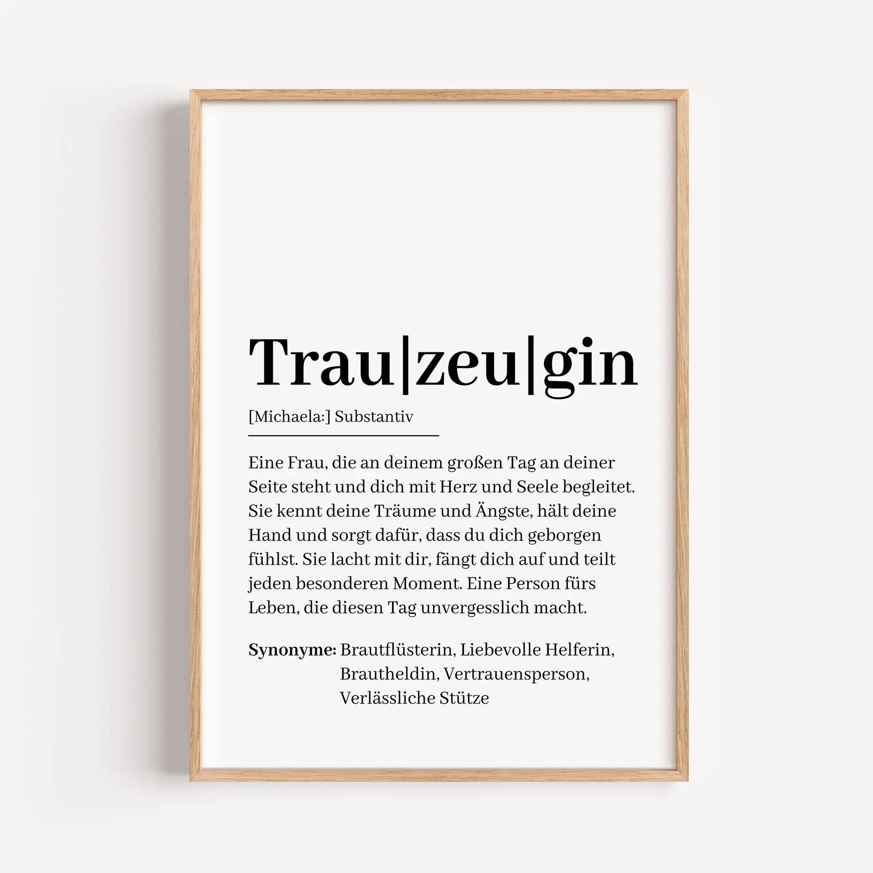 Trauzeugin Definition Poster-Personalisiertes Poster-famprints-Suchst du nach einem besonderen Geschenk für deine Trauzeugin? Unser Trauzeugin Definition Poster ist genau das Richtige! Dieses liebevoll gestaltete Poster zeigt auf einzigartige Weise, was e