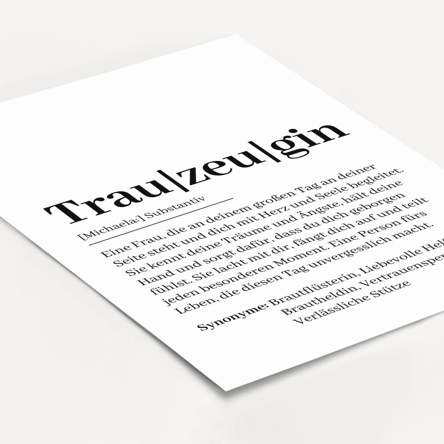 Trauzeugin Definition Poster-Personalisiertes Poster-famprints-Suchst du nach einem besonderen Geschenk für deine Trauzeugin? Unser Trauzeugin Definition Poster ist genau das Richtige! Dieses liebevoll gestaltete Poster zeigt auf einzigartige Weise, was e