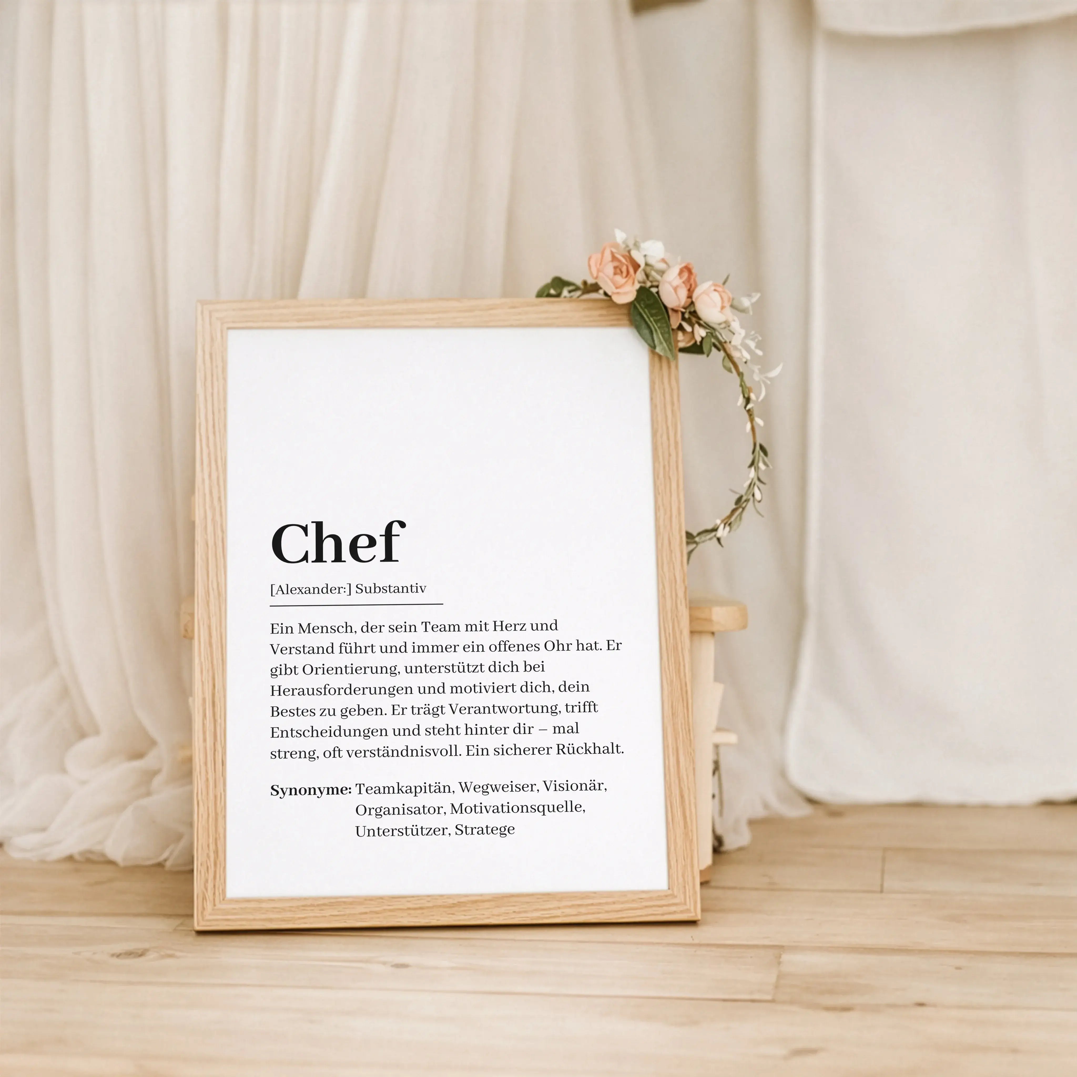 Chef Definition Poster-Personalisiertes Poster-famprints-Das Chef Definition Poster ist eine besondere Geschenkidee, wenn du Wertschätzung sichtbar machen möchtest. Ob als Abschiedsgeschenk, zum Geburtstag, Jubiläum oder einfach als kleines Dankeschön zwi