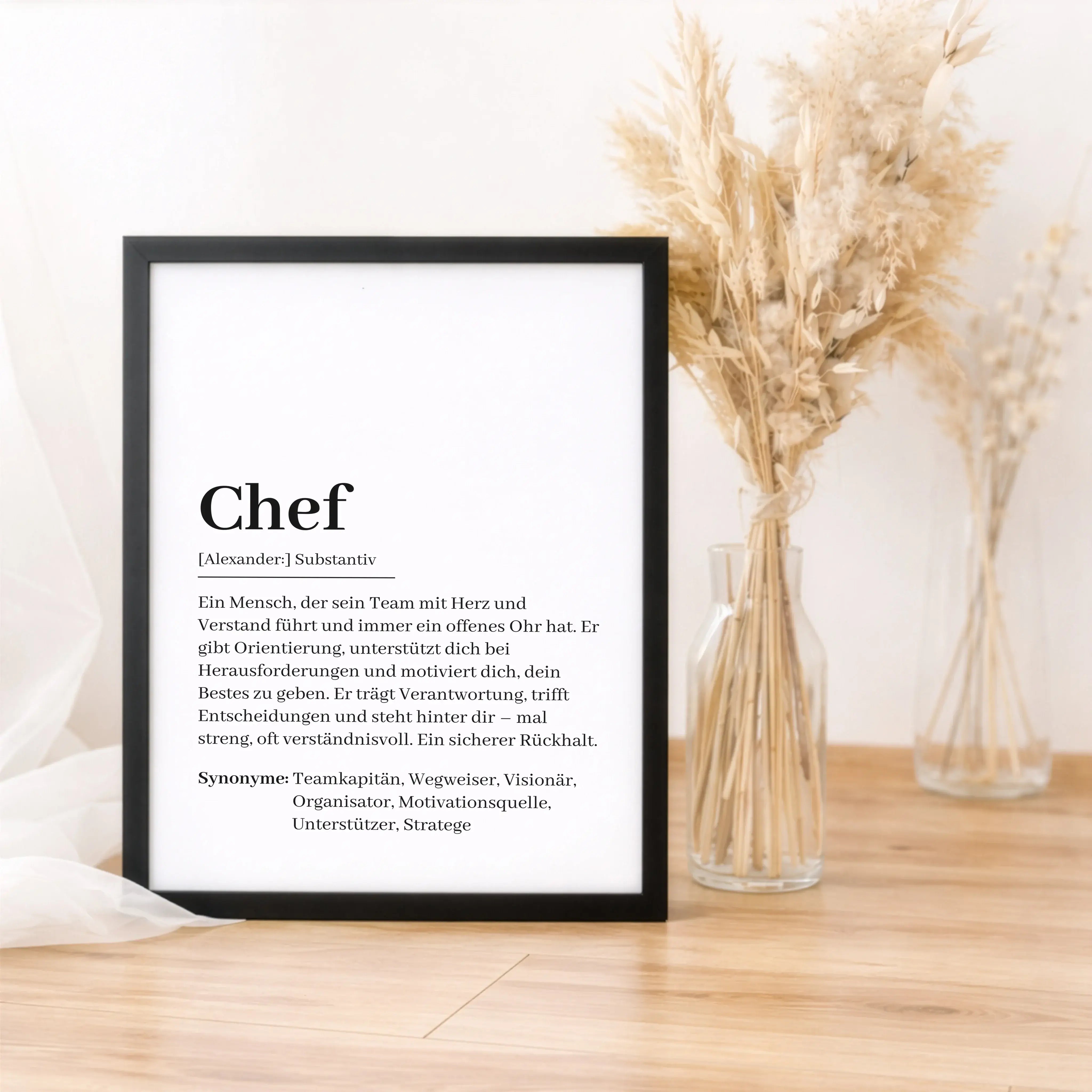 Chef Definition Poster-Personalisiertes Poster-famprints-Das Chef Definition Poster ist eine besondere Geschenkidee, wenn du Wertschätzung sichtbar machen möchtest. Ob als Abschiedsgeschenk, zum Geburtstag, Jubiläum oder einfach als kleines Dankeschön zwi