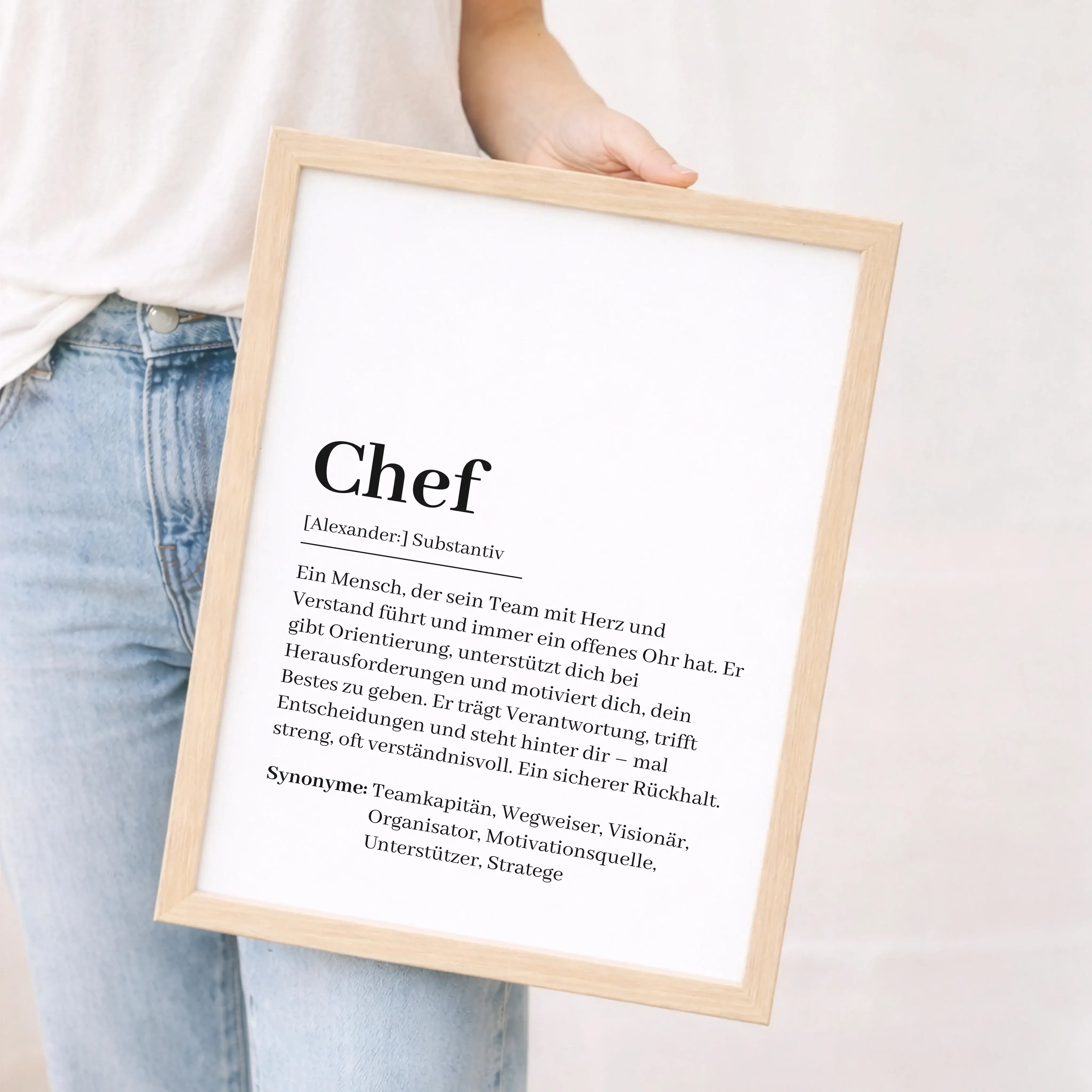 Chef Definition Poster-Personalisiertes Poster-famprints-Das Chef Definition Poster ist eine besondere Geschenkidee, wenn du Wertschätzung sichtbar machen möchtest. Ob als Abschiedsgeschenk, zum Geburtstag, Jubiläum oder einfach als kleines Dankeschön zwi