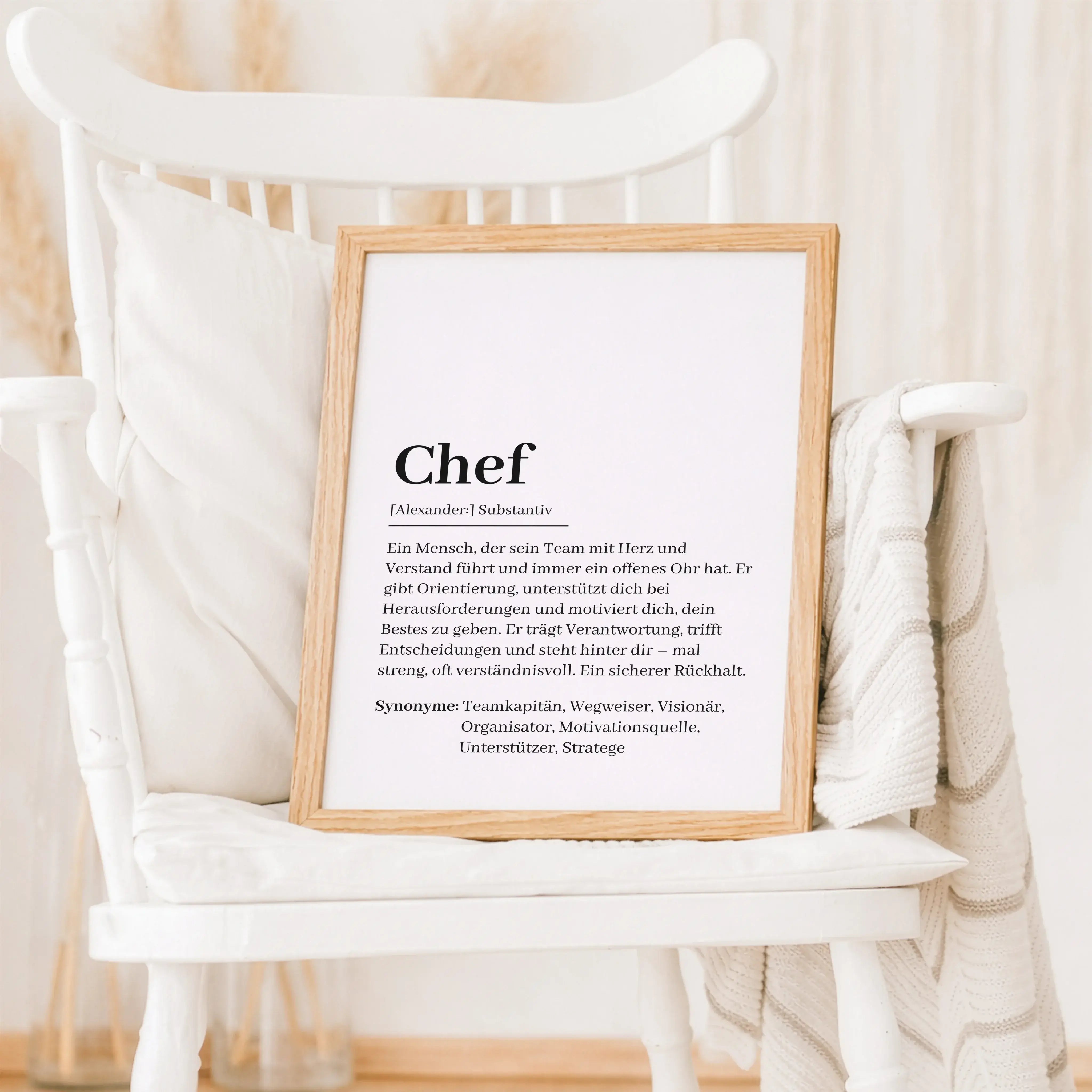 Chef Definition Poster-Personalisiertes Poster-famprints-Das Chef Definition Poster ist eine besondere Geschenkidee, wenn du Wertschätzung sichtbar machen möchtest. Ob als Abschiedsgeschenk, zum Geburtstag, Jubiläum oder einfach als kleines Dankeschön zwi