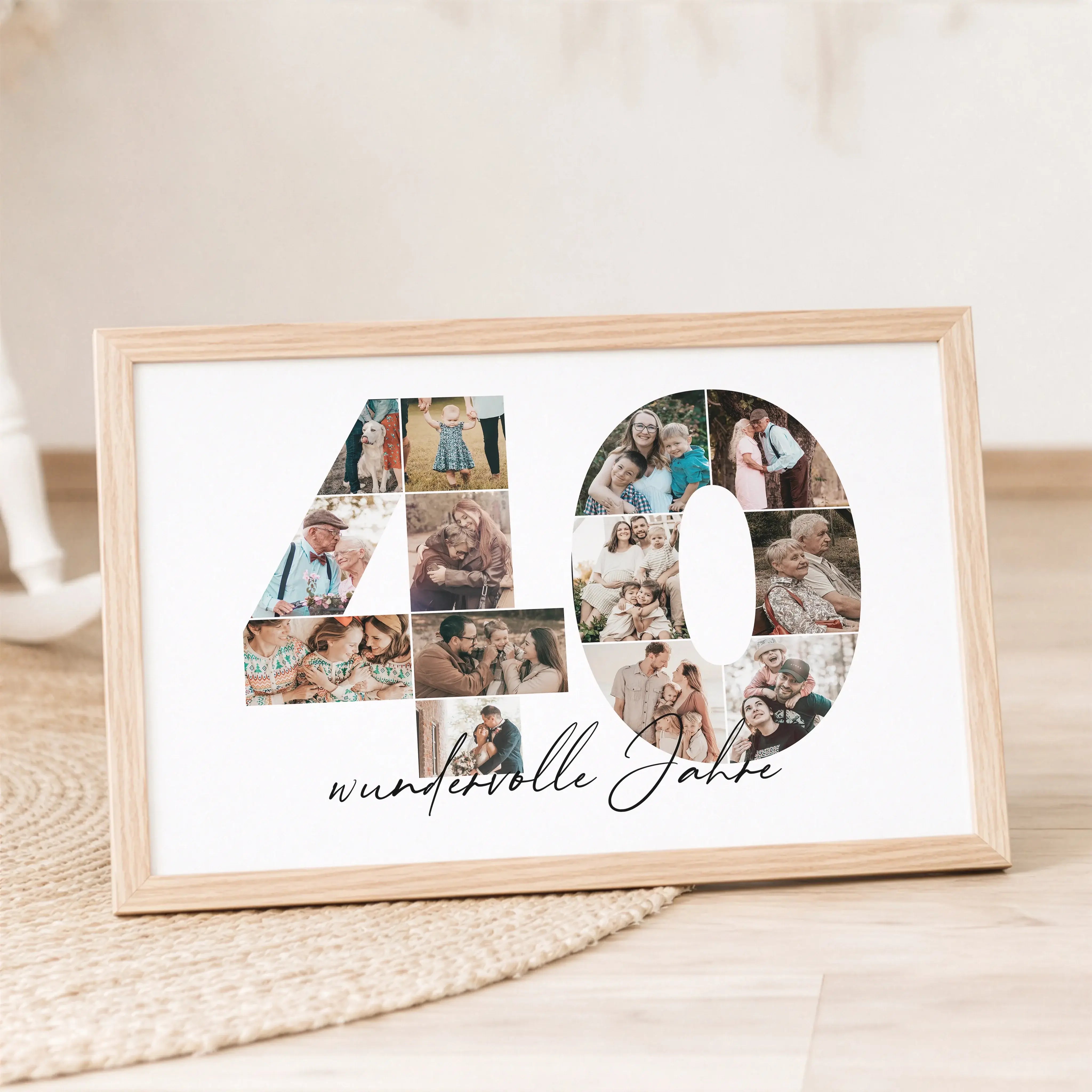 Foto Poster 40-Personalisiertes Poster-famprints-Das Foto Poster 40 ist eine persönliche Art, besondere Lebensmomente sichtbar zu machen. Die große Zahl 40 wird mit deinen eigenen Bildern gefüllt und entsteht so als individuelle Fotocollage, die Erinnerun