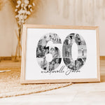 Foto Poster 60 Jahre - Personalisiertes Poster - famprints - Feiere besondere Momente mit unserem einzigartigen Foto Poster 60 – das perfekte personalisierte Geschenk zum 60. Geburtstag, Hochzeitstag oder Jubiläum! Die große „60“ auf dem Poster ist mit de