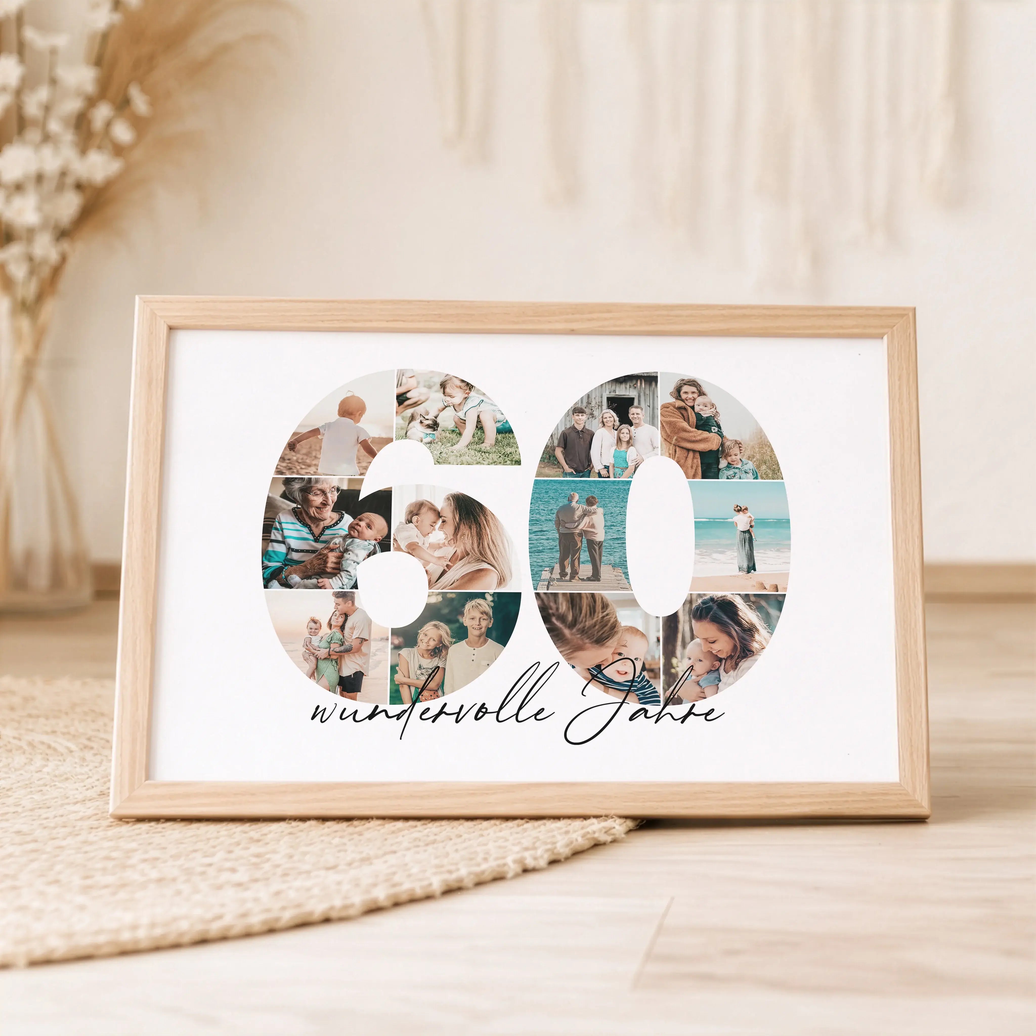 Foto Poster 60-Personalisiertes Poster-famprints-Mit dem Foto Poster 60 gestaltest du ein persönliches Erinnerungsstück, das besondere Lebensmomente sichtbar macht. Die große Zahl 60 wird mit deinen eigenen Fotos gefüllt und verwandelt sich in eine indivi