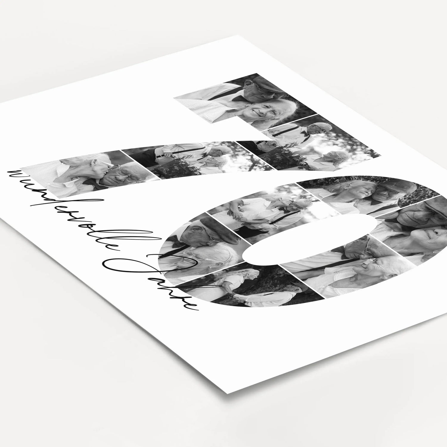 Foto Poster 70 Jahre - Personalisiertes Poster - famprints - Feiere besondere Momente mit unserem einzigartigen Foto Poster 70! Dieses personalisierte Poster zeigt die Zahl 70, hinterlegt mit deinen liebsten Fotos – so entsteht eine wunderschöne Fotocolla