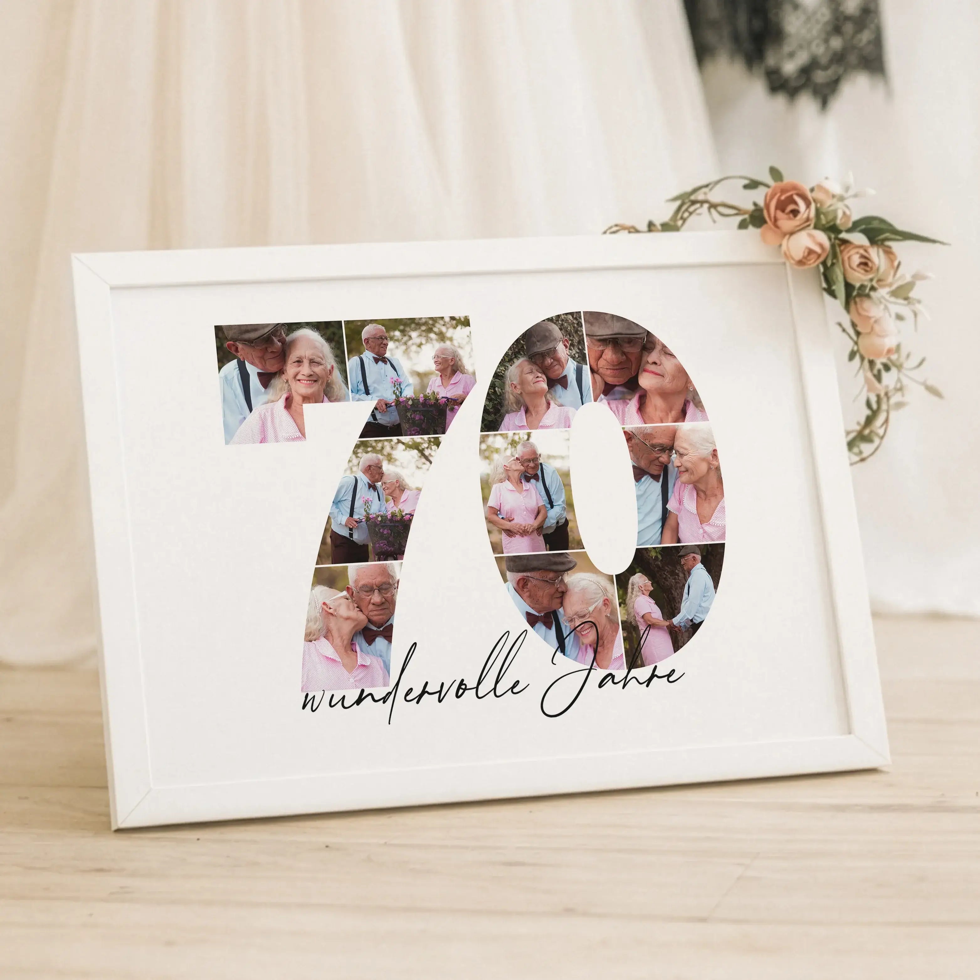 Foto Poster 70-Personalisiertes Poster-famprints-Das Foto Poster 70 von famprints verwandelt deine schönsten Erinnerungen in ein persönliches Design, das sofort ins Auge fällt. Die große Zahl 70 wird aus deinen eigenen Fotos gestaltet und erzählt eure Ges