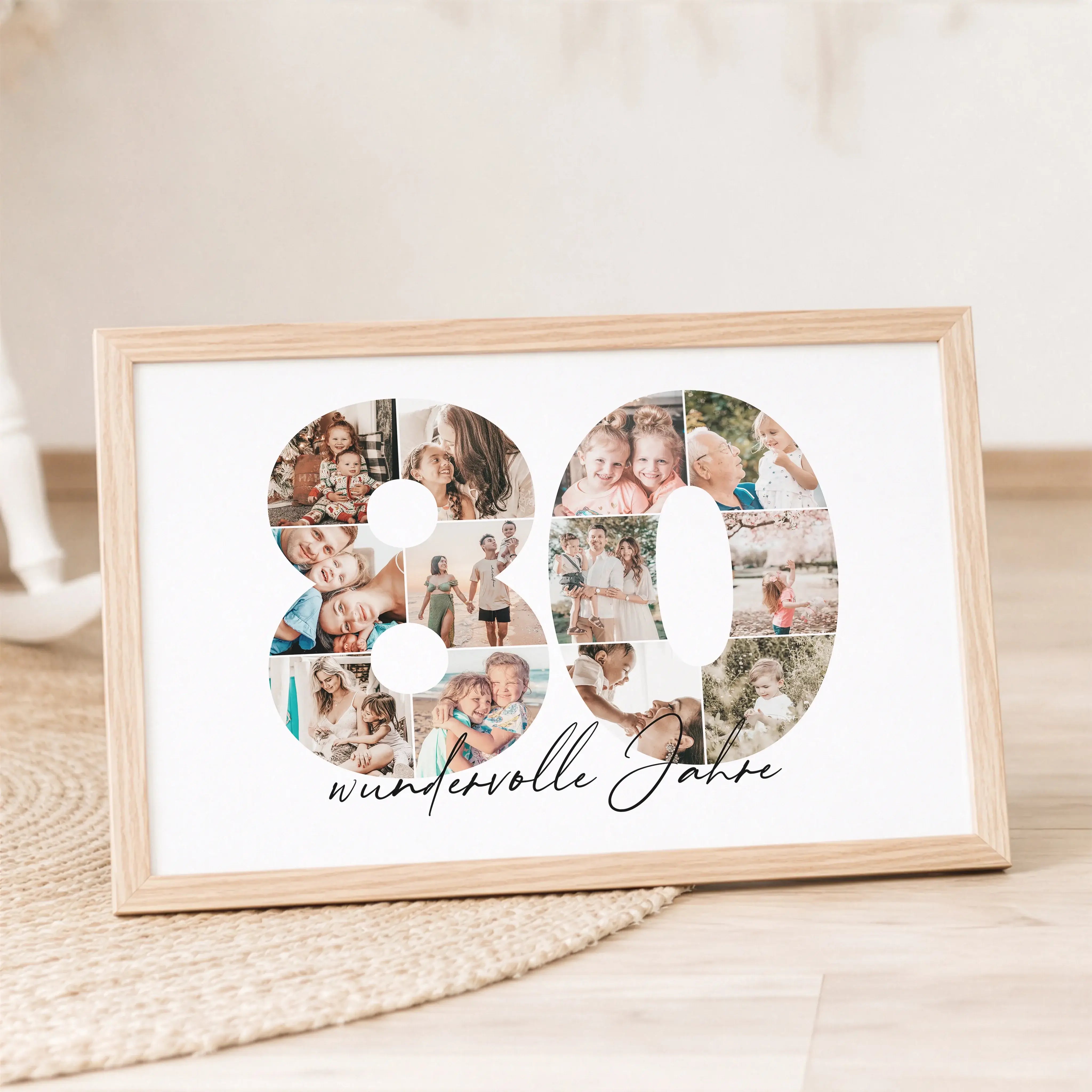 Foto Poster 80-Personalisiertes Poster-famprints-Das Foto Poster 80 von famprints ist eine persönliche Geschenkidee für besondere Anlässe wie runde Geburtstage, Jubiläen oder Jahrestage. Die große Zahl 80 wird mit deinen eigenen Fotos gestaltet und bildet