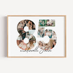 Foto Poster 85 Jahre - Personalisiertes Poster - famprints - Feiere besondere Momente mit unserem einzigartigen Foto Poster 85! Dieses personalisierte Poster zeigt die Zahl 85, die du mit deinen liebsten Fotos hinterlegen kannst – so entsteht eine individ
