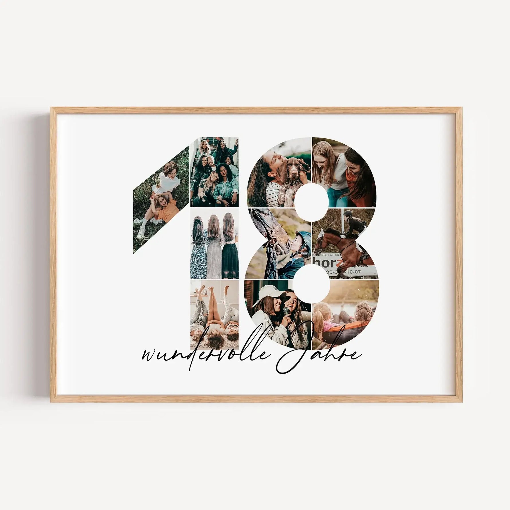 Foto Poster 18 Jahre - Personalisiertes Poster - famprints - Entdecke unser einzigartiges Foto Poster 18 – das perfekte personalisierte Geschenk für besondere Anlässe! Die große Zahl 18 wird mit deinen persönlichen Fotos zu einer beeindruckenden Fotocolla