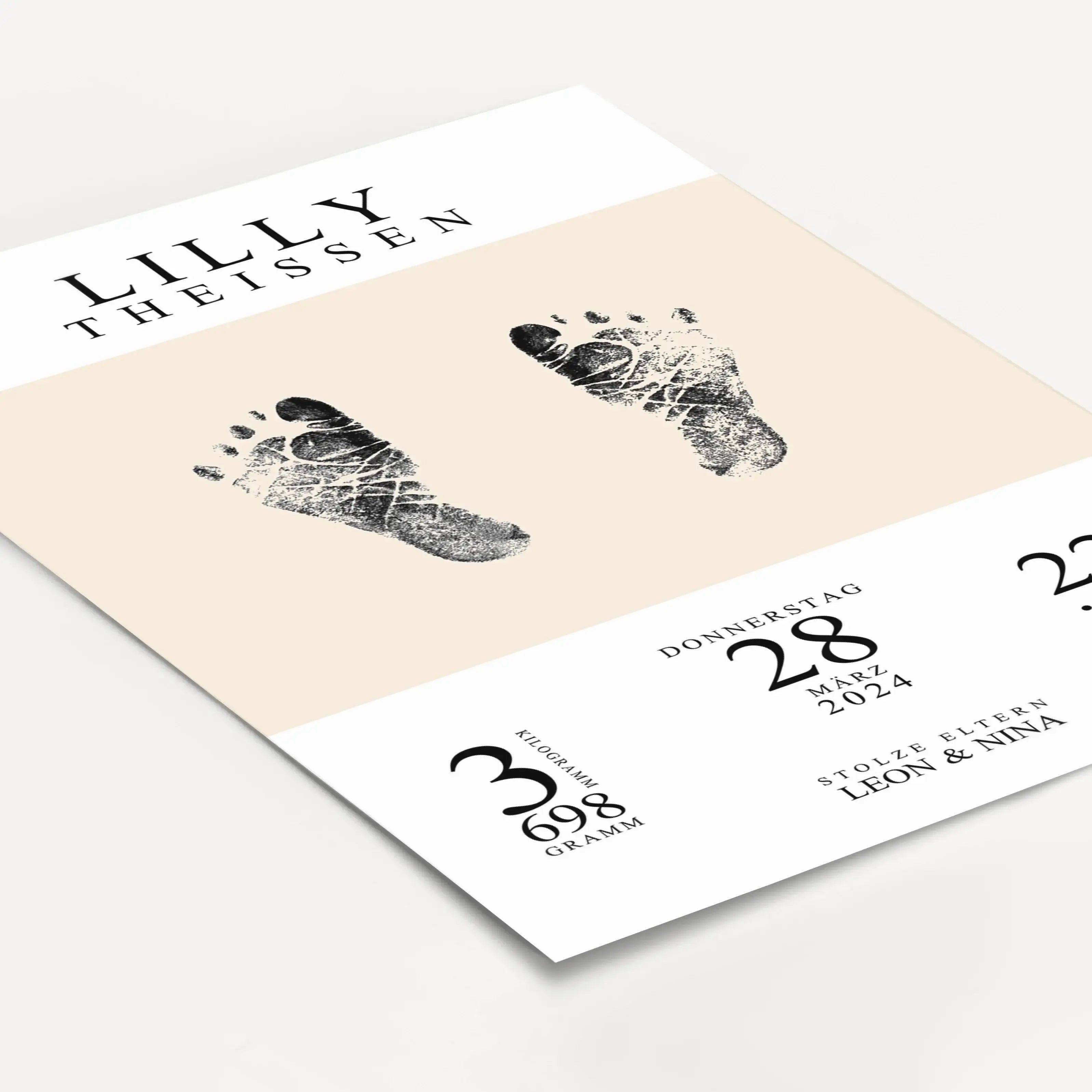 Geburtsposter mit Abdruck-Personalisiertes Poster-famprints-Ein Geburtsposter mit Abdruck hält die ersten großen Momente deines Babys stilvoll fest. Bei famprints gestaltest du ein personalisiertes Poster zur Geburt, das Name, Geburtsdatum, Uhrzeit und Ge
