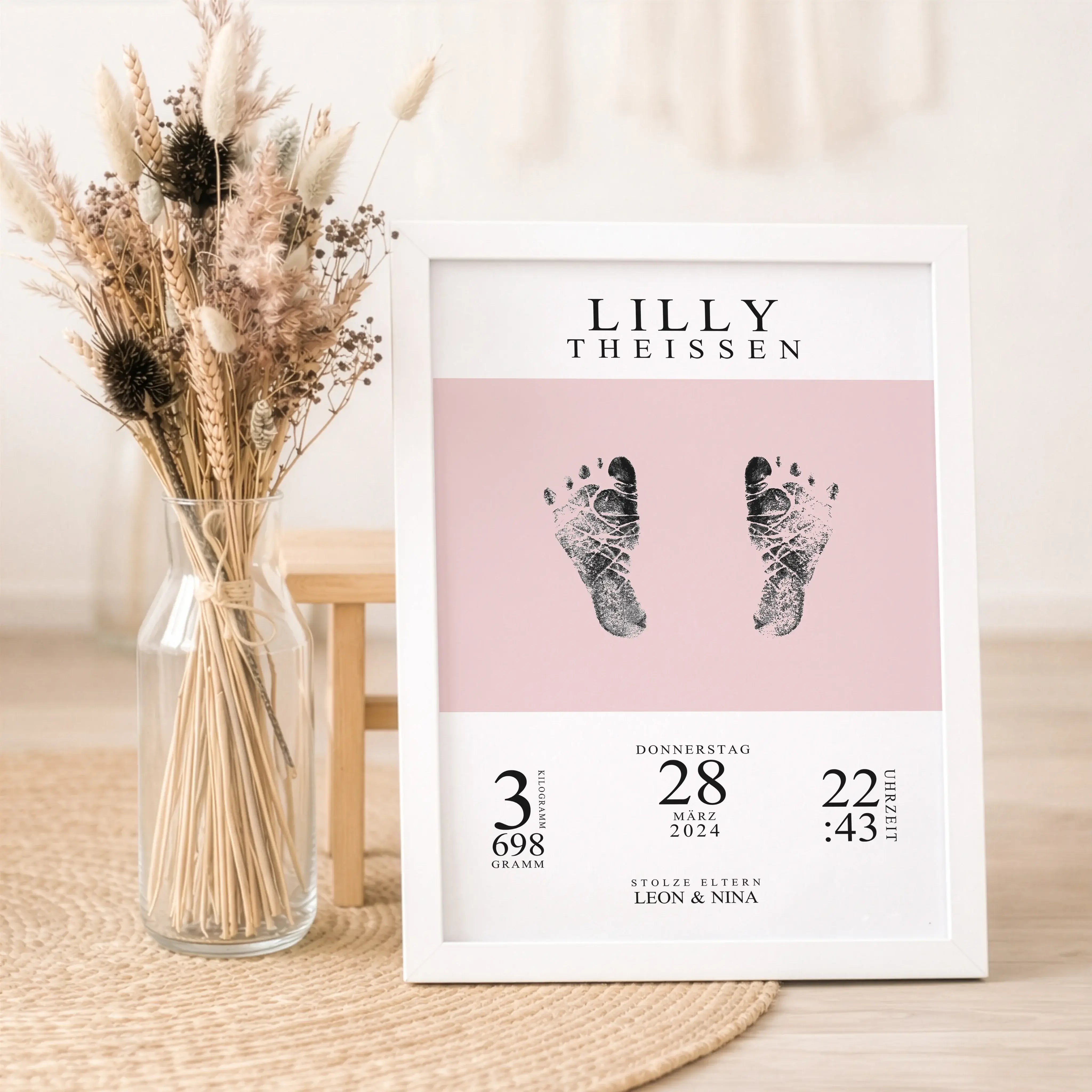 Geburtsposter mit Abdruck-Personalisiertes Poster-famprints-Ein Geburtsposter mit Abdruck hält die ersten großen Momente deines Babys stilvoll fest. Bei famprints gestaltest du ein personalisiertes Poster zur Geburt, das Name, Geburtsdatum, Uhrzeit und Ge
