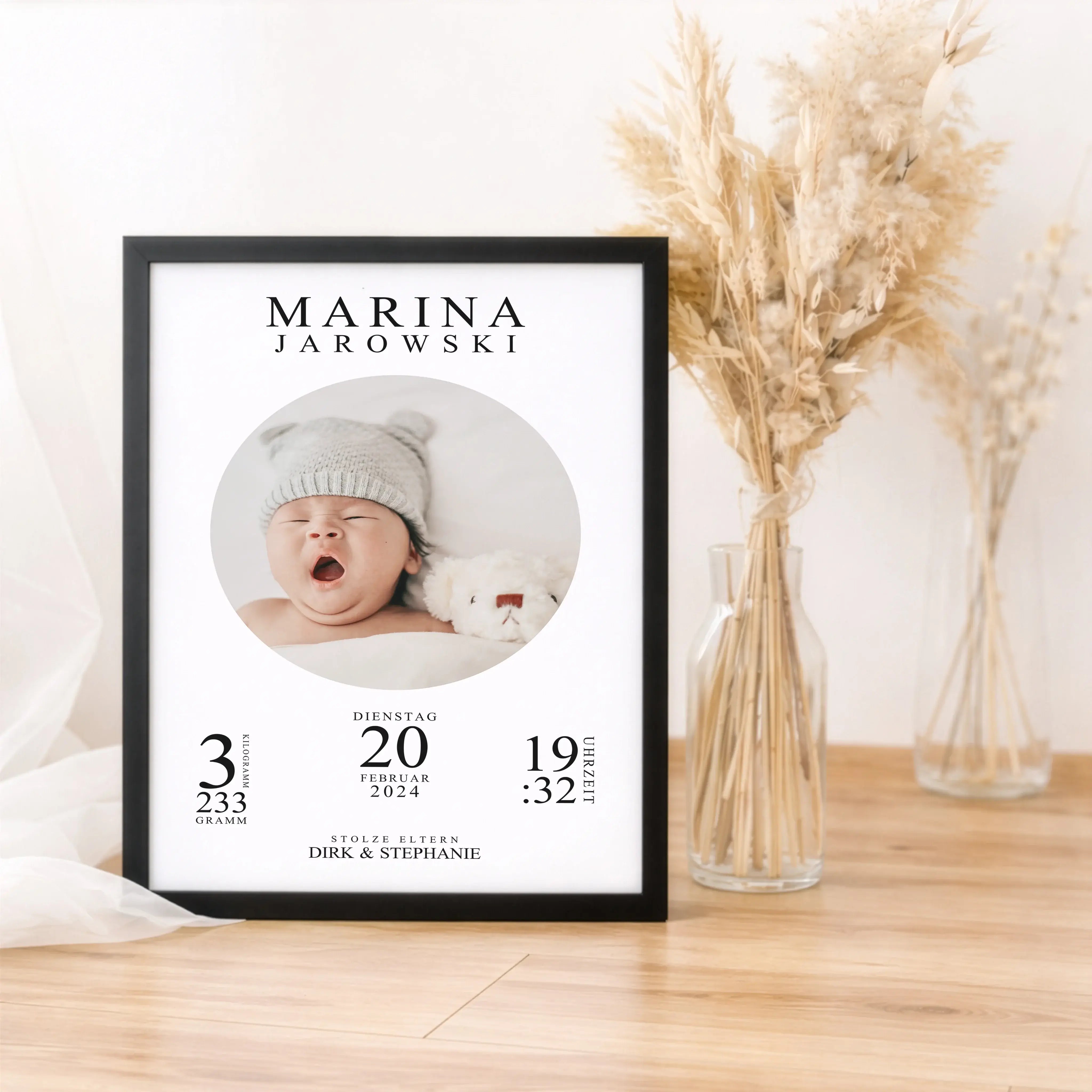Geburtsposter mit Foto-Personalisiertes Poster-famprints-Ein Geburtsposter mit Foto ist eine wundervolle Möglichkeit, die ersten Daten und Momente deines Babys stilvoll festzuhalten. Bei famprints gestaltest du dein persönliches Poster ganz einfach selbst