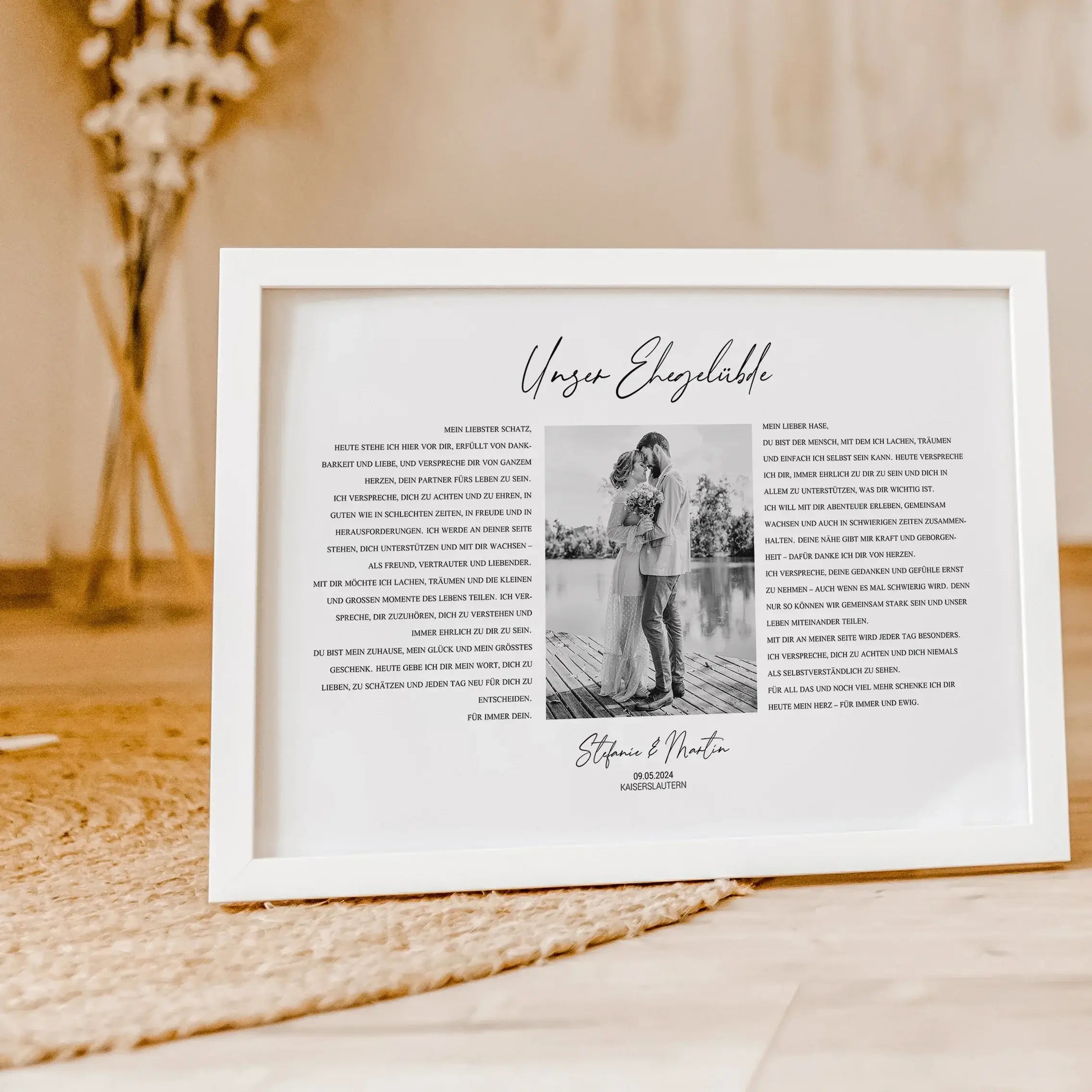 Ehegelübde Poster - Personalisiertes Poster - famprints - Feiere eure Liebe mit unserem einzigartigen Ehegelübde Poster – das perfekte personalisierte Geschenk zur Hochzeit oder zum Hochzeitstag! Dieses besondere Poster kannst du mit den Eheversprechen vo