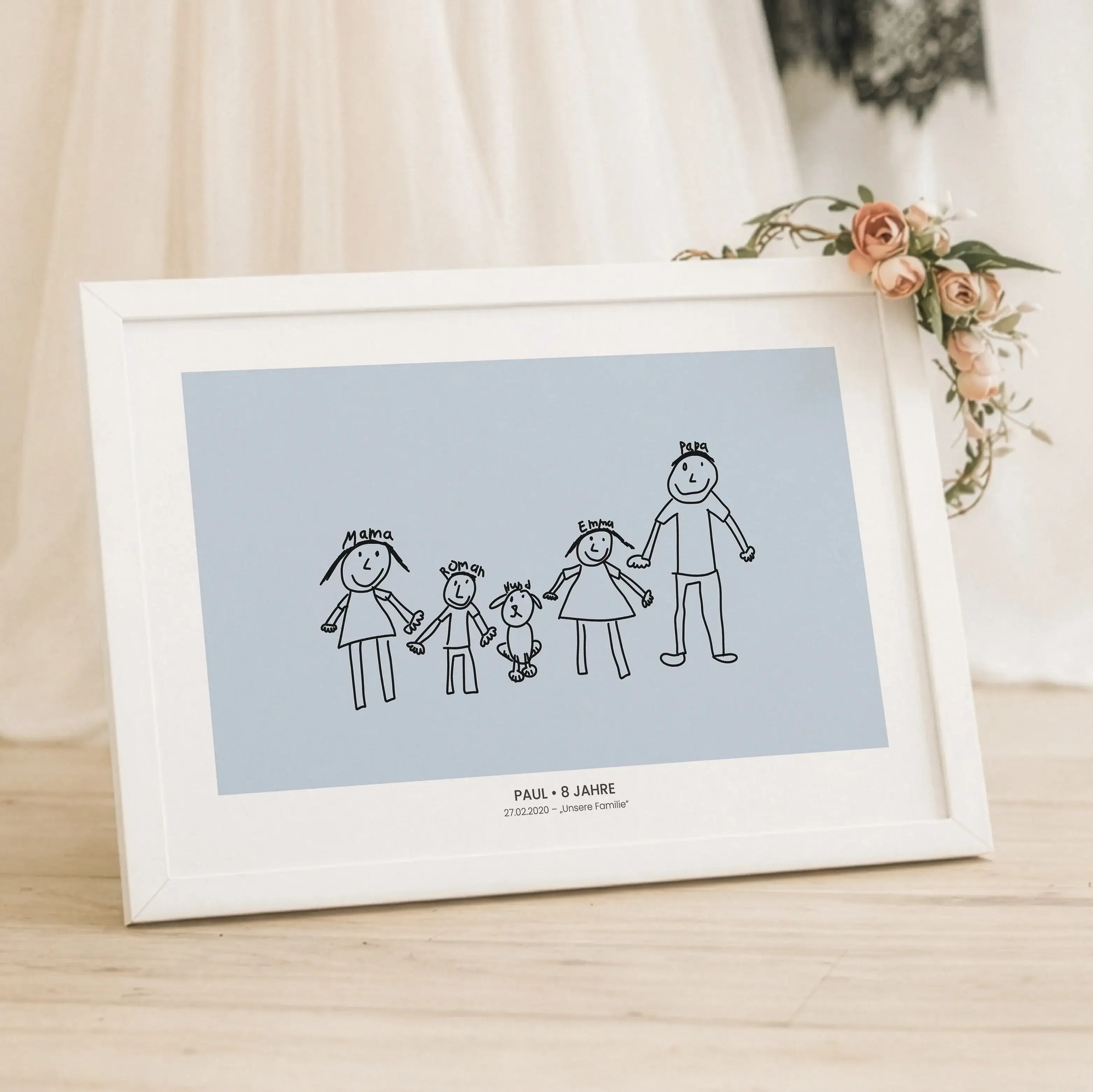 Kinderkunst Poster No2-Personalisiertes Poster-famprints-Das Kinderkunst Poster No2 von famprints macht aus einer einfachen Kinderzeichnung ein persönliches Wandbild mit Bedeutung. Du lädst das gemalte Kunstwerk deines Kindes hoch und wir verwandeln es in