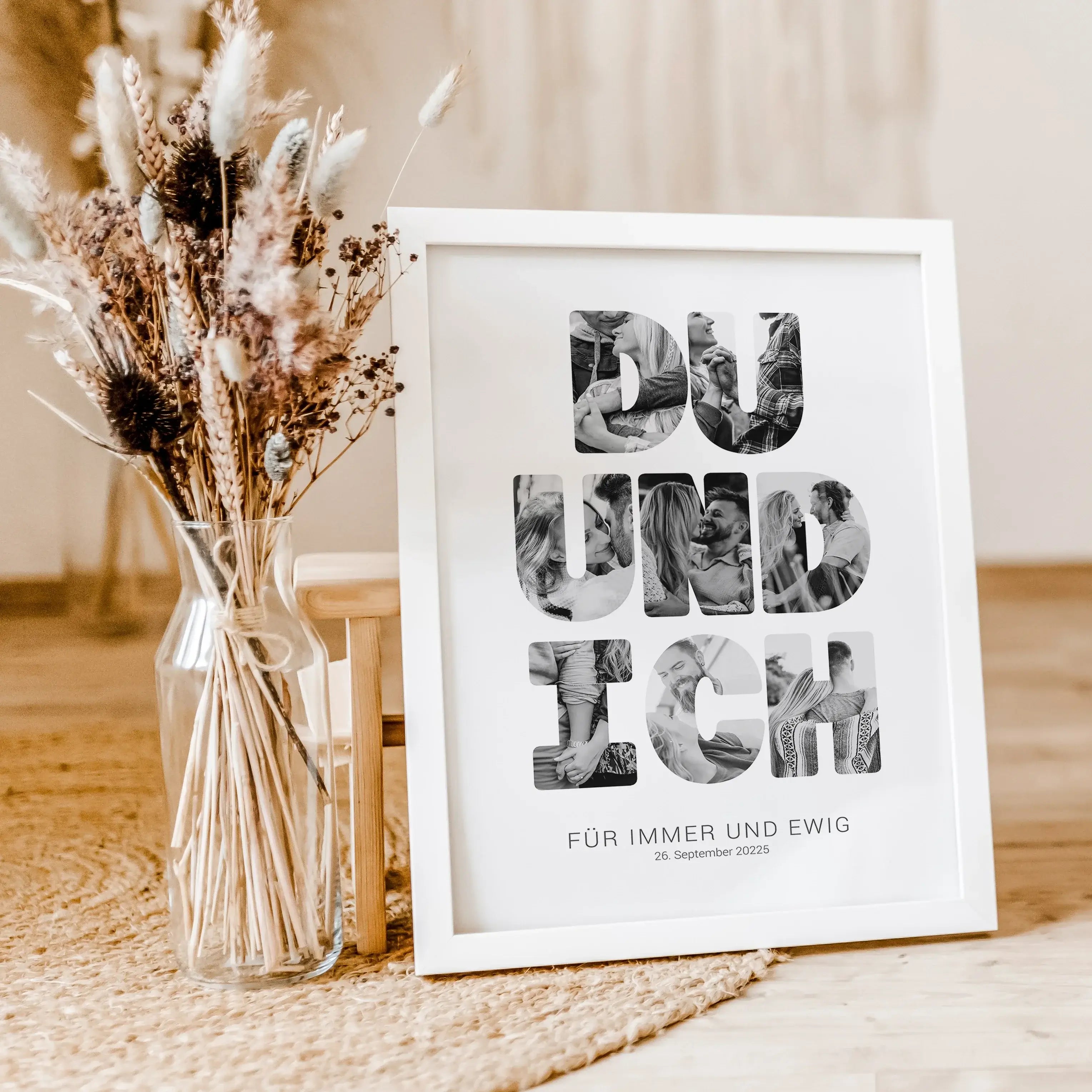 Foto Poster Du und ich - Personalisiertes Poster - famprints - Entdecke unser einzigartiges Foto Poster Du und ich – das perfekte personalisierte Geschenk zur Hochzeit, zum Hochzeitstag oder Valentinstag! Auf diesem besonderen Poster kannst du hinter jede