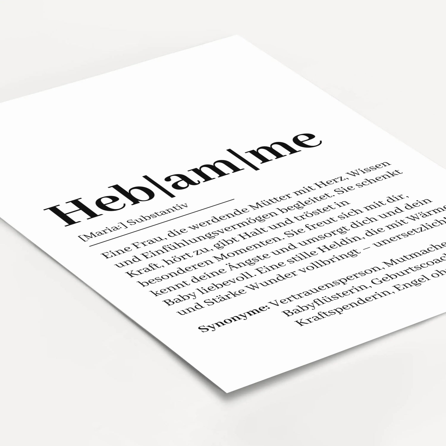 Hebamme Definition Poster - Personalisiertes Poster - famprints - Suchst du nach einem besonderen Geschenk für deine Hebamme? Unser Hebamme Definition Poster ist die perfekte Wahl, um Danke zu sagen und deine Wertschätzung auf liebevolle Weise auszudrücke