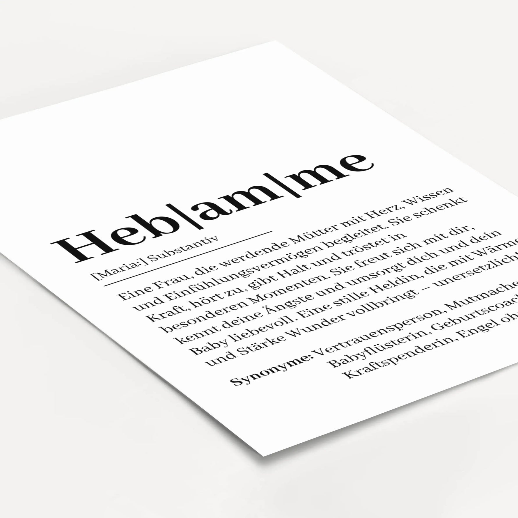 Hebamme Definition Poster - Personalisiertes Poster - famprints - Suchst du nach einem besonderen Geschenk für deine Hebamme? Unser Hebamme Definition Poster ist die perfekte Wahl, um Danke zu sagen und deine Wertschätzung auf liebevolle Weise auszudrücke