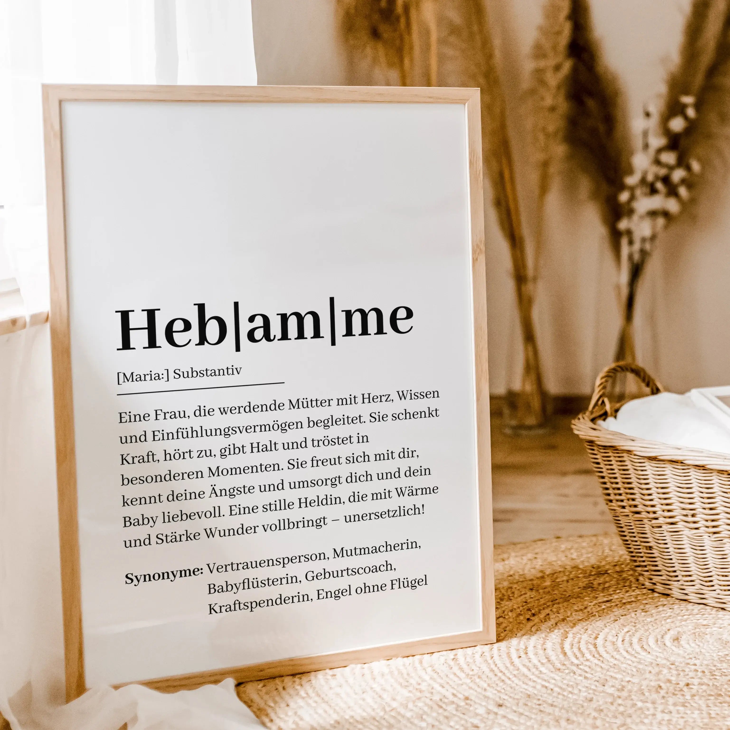 Hebamme Definition Poster - Personalisiertes Poster - famprints - Suchst du nach einem besonderen Geschenk für deine Hebamme? Unser Hebamme Definition Poster ist die perfekte Wahl, um Danke zu sagen und deine Wertschätzung auf liebevolle Weise auszudrücke