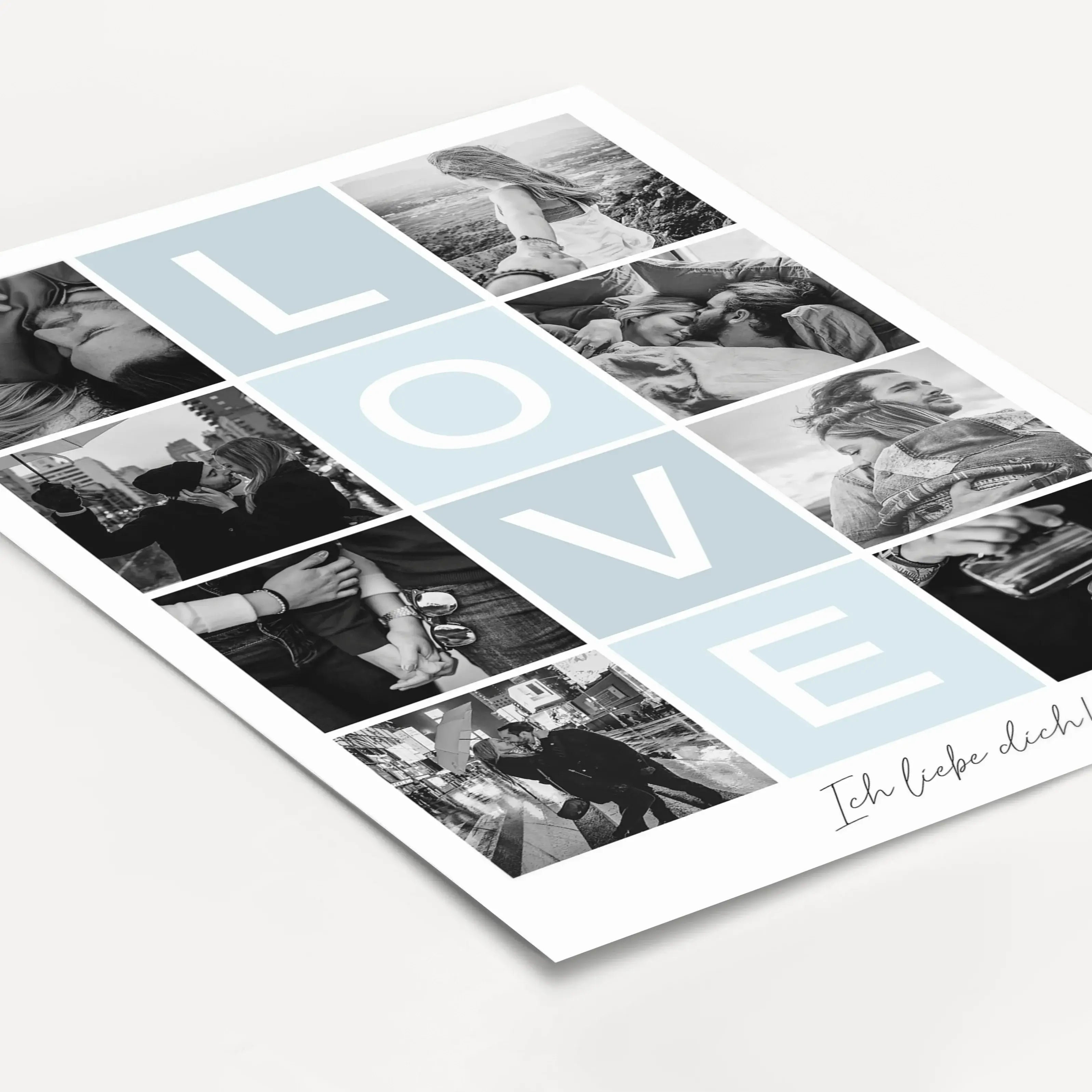 Love Fotocollage-Personalisiertes Poster-famprints-Die Love Fotocollage von famprints ist mehr als ein Poster, sie ist ein persönliches Statement für eure gemeinsame Geschichte. Du gestaltest sie mit euren Lieblingsfotos und schaffst so ein individuelles