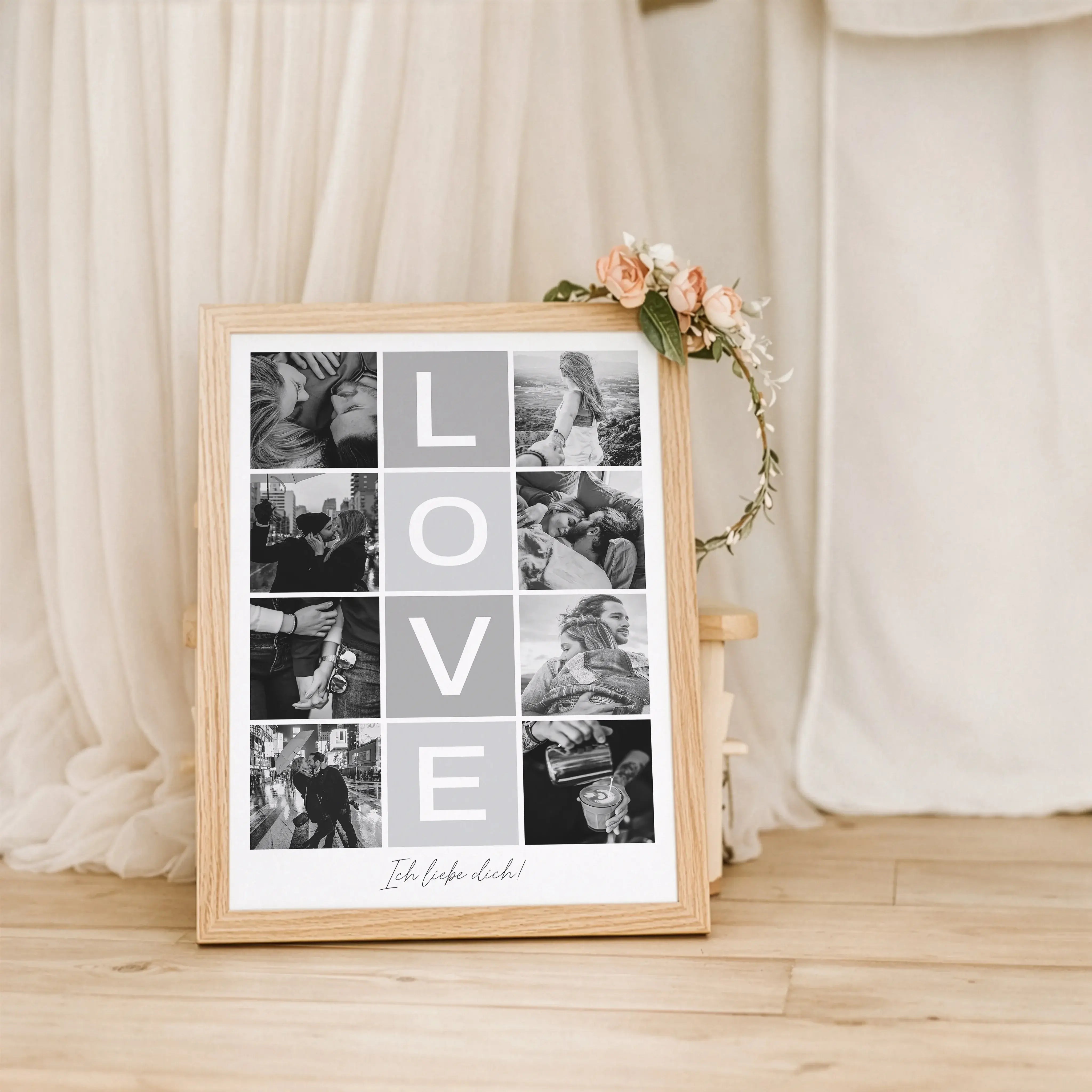 Love Fotocollage-Personalisiertes Poster-famprints-Die Love Fotocollage von famprints ist mehr als ein Poster, sie ist ein persönliches Statement für eure gemeinsame Geschichte. Du gestaltest sie mit euren Lieblingsfotos und schaffst so ein individuelles