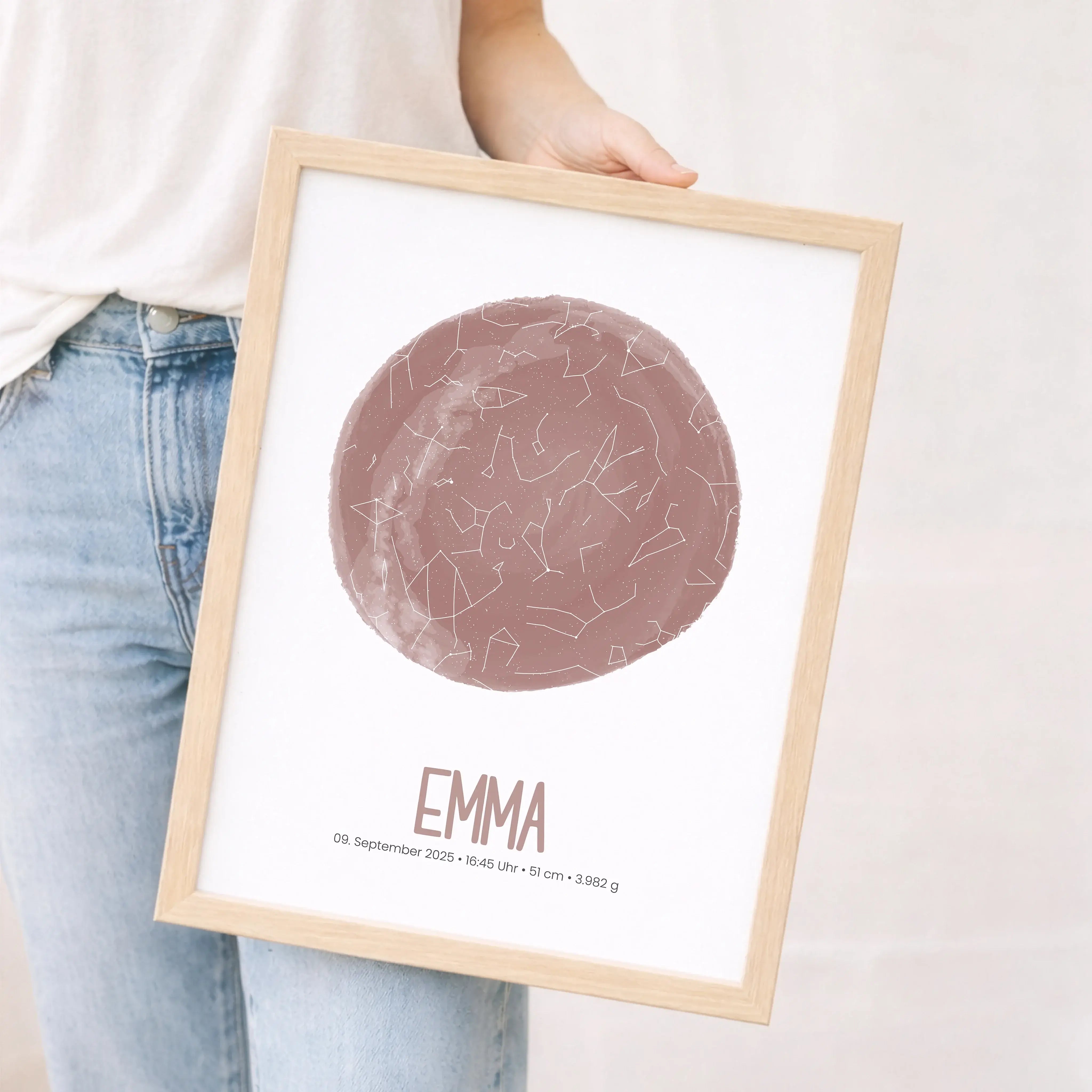 Geburtsposter Sternenhimmel-Personalisiertes Poster-famprints-Das Geburtsposter Sternenhimmel von famprints hält einen einzigartigen Moment fest, so wie er wirklich war. Du siehst den echten Sternenhimmel zum Zeitpunkt der Geburt deines Kindes, berechnet