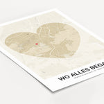 Stadtkarte Poster Herz modern - Personalisiertes Poster - famprints - Entdecke unser Stadtkarte Poster Herz modern – das perfekte personalisierte Geschenk für eure besonderen Momente! Gestalte dein Poster individuell mit der Stadtkarte deines Lieblingsort