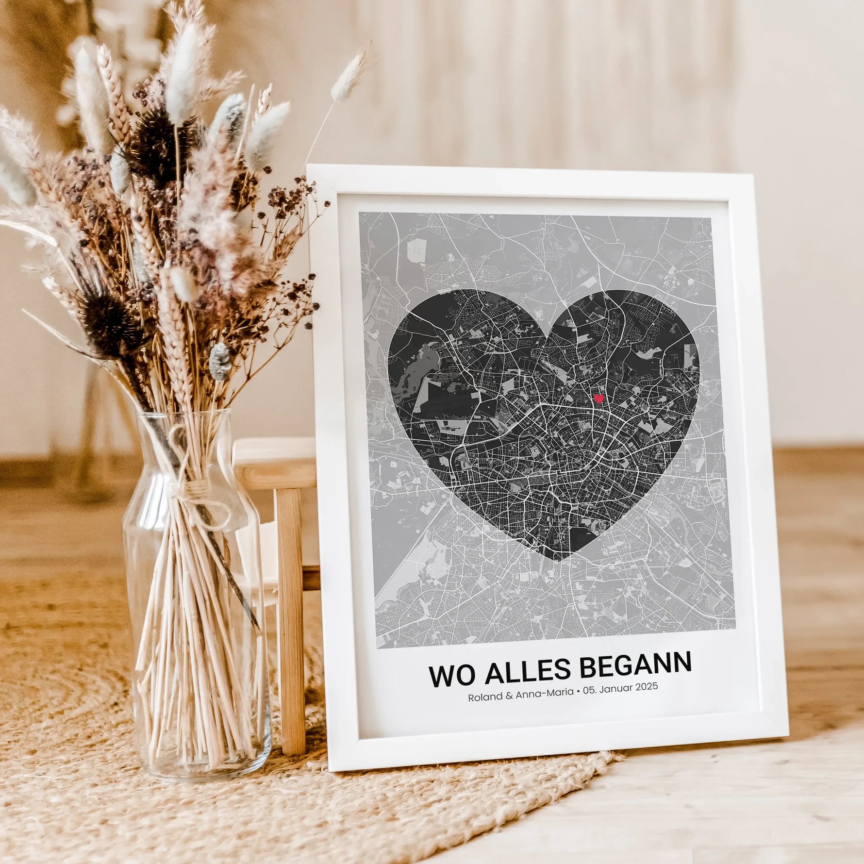 Stadtkarte Poster Herz modern - Personalisiertes Poster - famprints - Entdecke unser Stadtkarte Poster Herz modern – das perfekte personalisierte Geschenk für eure besonderen Momente! Gestalte dein Poster individuell mit der Stadtkarte deines Lieblingsort