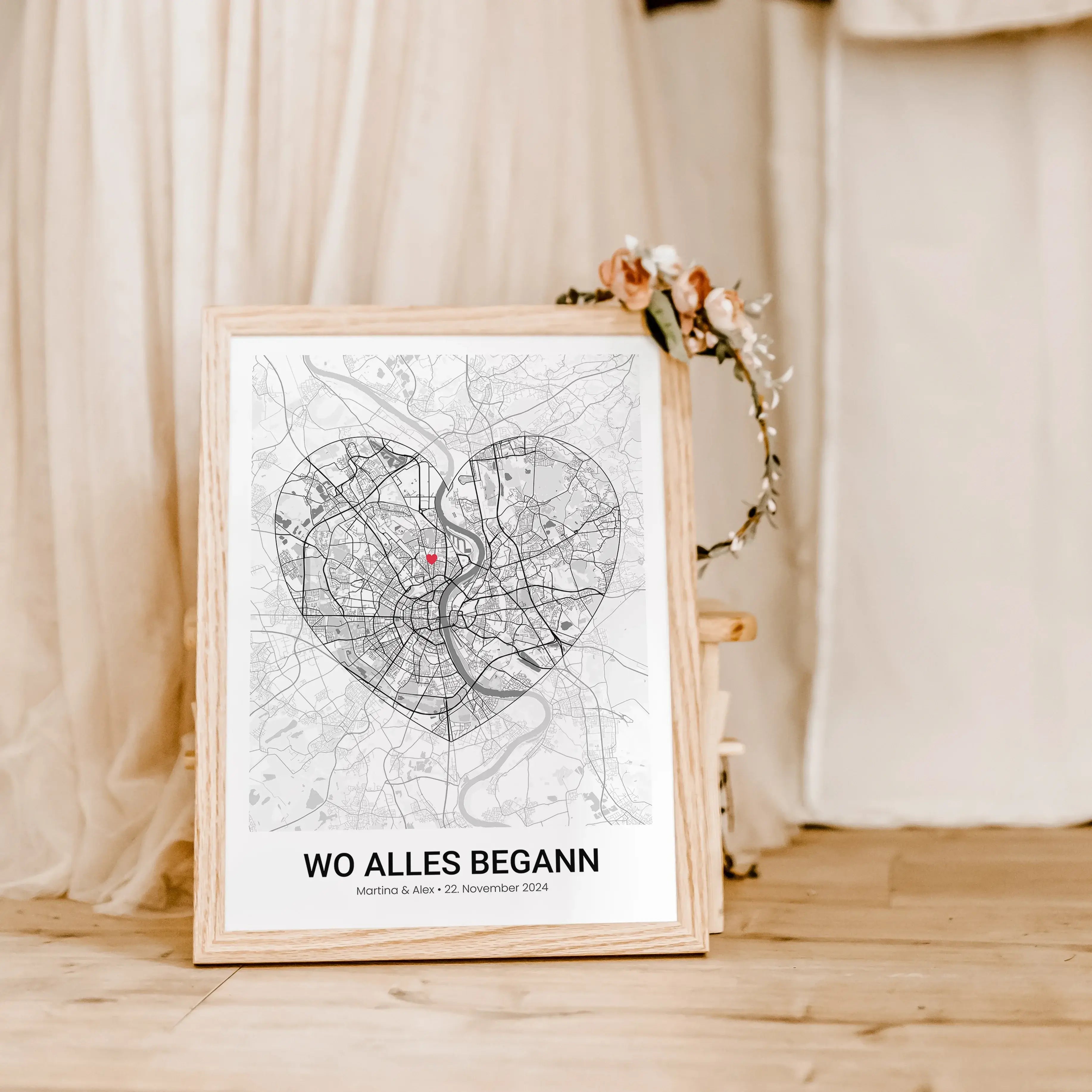 Stadtkarte Poster Herz modern - Personalisiertes Poster - famprints - Entdecke unser Stadtkarte Poster Herz modern – das perfekte personalisierte Geschenk für eure besonderen Momente! Gestalte dein Poster individuell mit der Stadtkarte deines Lieblingsort