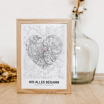 Stadtkarte Poster Herz modern - Personalisiertes Poster - famprints - Entdecke unser Stadtkarte Poster Herz modern – das perfekte personalisierte Geschenk für eure besonderen Momente! Gestalte dein Poster individuell mit der Stadtkarte deines Lieblingsort