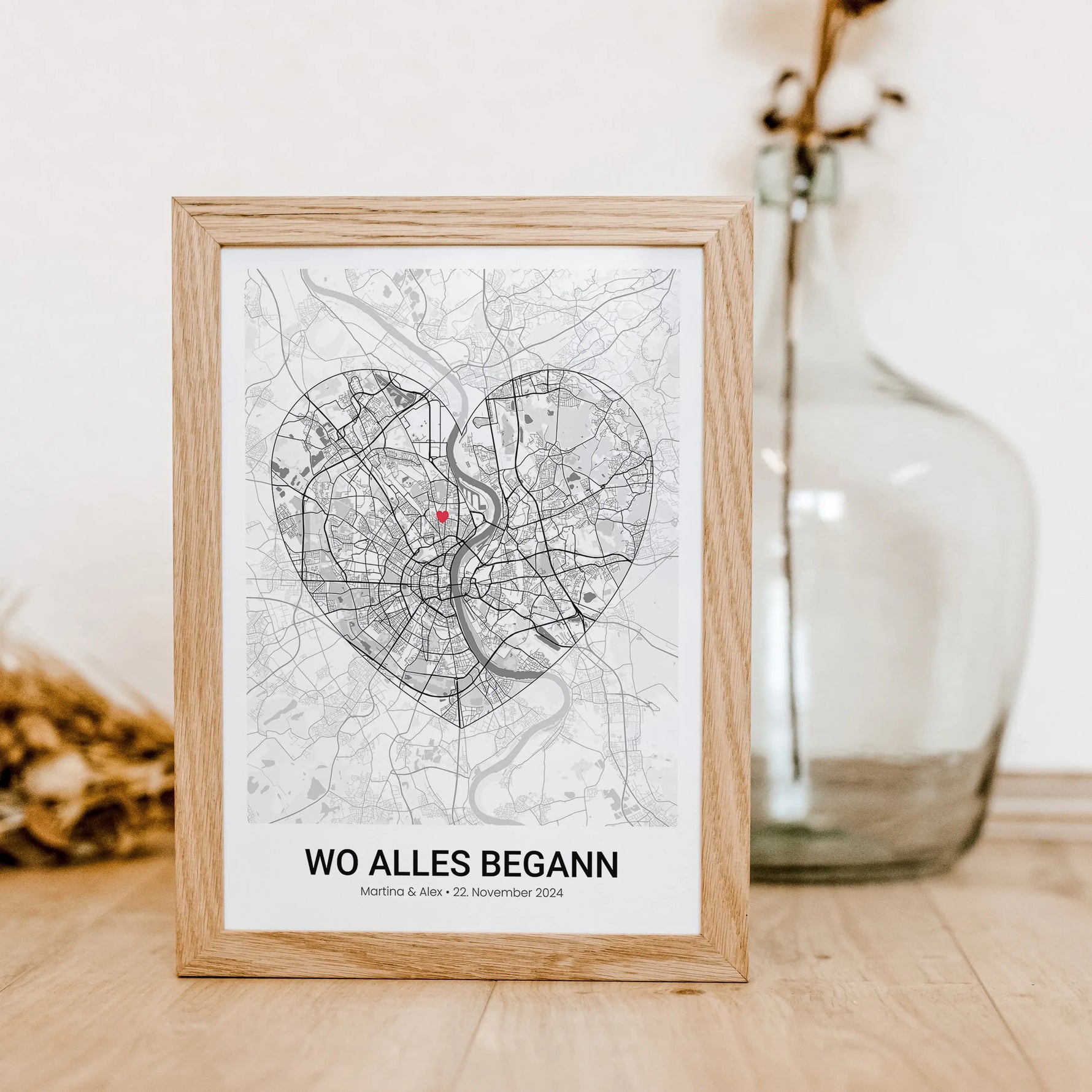 Stadtkarte Poster Herz modern - Personalisiertes Poster - famprints - Entdecke unser Stadtkarte Poster Herz modern – das perfekte personalisierte Geschenk für eure besonderen Momente! Gestalte dein Poster individuell mit der Stadtkarte deines Lieblingsort