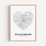 Stadtkarte Poster Herz - Personalisiertes Poster - famprints - Entdecke unser einzigartiges Stadtkarte Poster Herz – das perfekte personalisierte Geschenk für eure besonderen Momente! Gestalte dein Poster individuell mit der Stadtkarte deines Lieblingsort