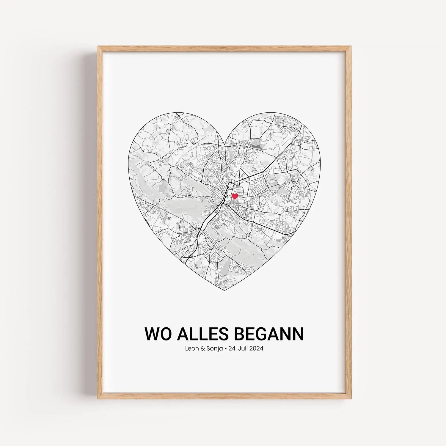 Stadtkarte Poster Herz - Personalisiertes Poster - famprints - Entdecke unser einzigartiges Stadtkarte Poster Herz – das perfekte personalisierte Geschenk für eure besonderen Momente! Gestalte dein Poster individuell mit der Stadtkarte deines Lieblingsort