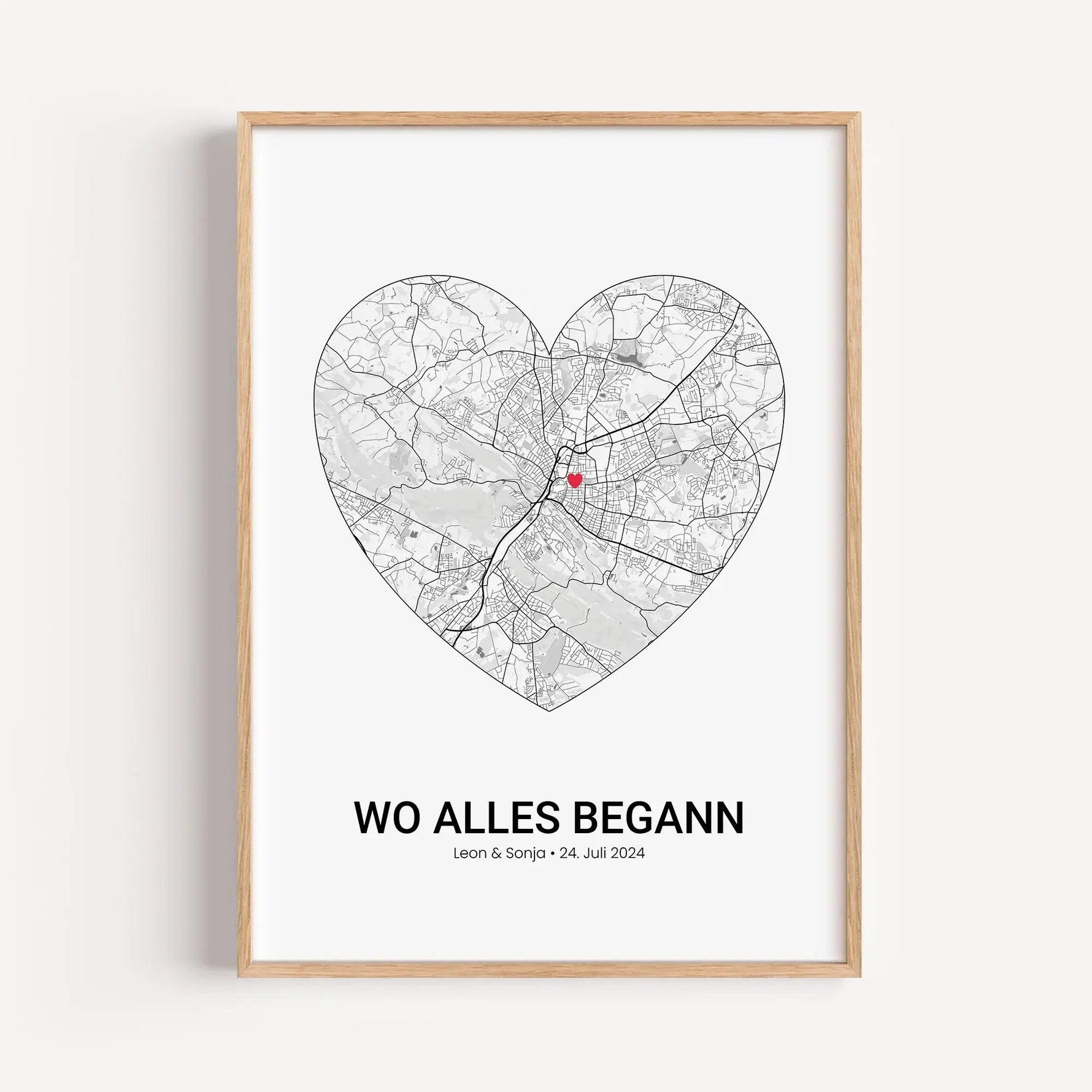 Stadtkarte Poster Herz - Personalisiertes Poster - famprints - Entdecke unser einzigartiges Stadtkarte Poster Herz – das perfekte personalisierte Geschenk für eure besonderen Momente! Gestalte dein Poster individuell mit der Stadtkarte deines Lieblingsort