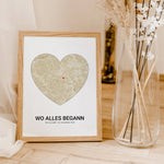 Stadtkarte Poster Herz - Personalisiertes Poster - famprints - Entdecke unser einzigartiges Stadtkarte Poster Herz – das perfekte personalisierte Geschenk für eure besonderen Momente! Gestalte dein Poster individuell mit der Stadtkarte deines Lieblingsort
