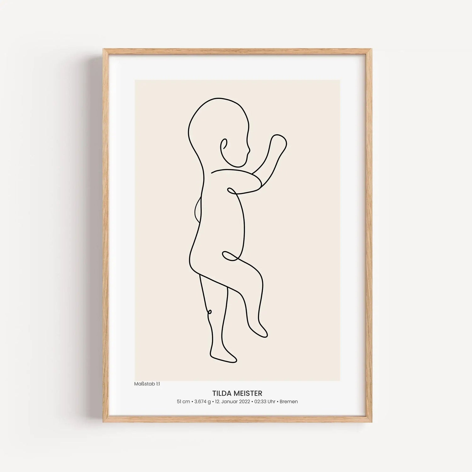 Geburtsposter 1:1 Baby 'Line Art'-famprints-Personalisiertes Poster-Die Geburt eines Kindes ist etwas ganz Besonderes. Egal, ob es das erste oder zehnte Kind ist, dieser Moment wird für immer in Erinnerung bleiben. Das famprints Geburtsposter ist ein unve