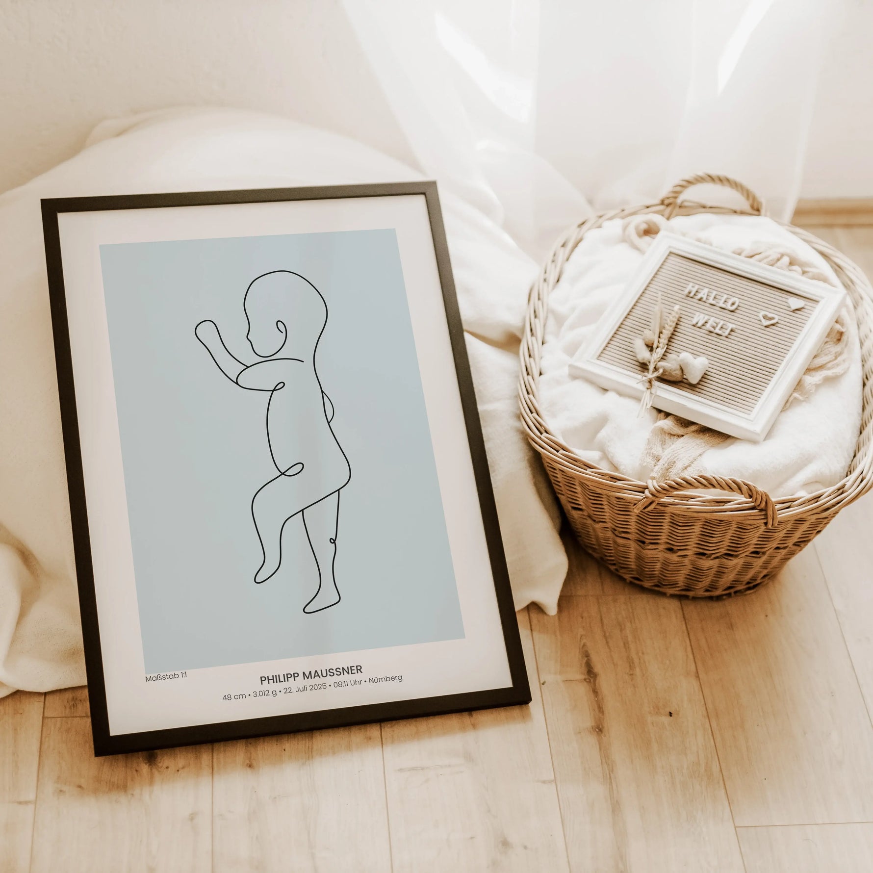 Geburtsposter 1:1 Baby 'Line Art'-famprints-Personalisiertes Poster-Die Geburt eines Kindes ist etwas ganz Besonderes. Egal, ob es das erste oder zehnte Kind ist, dieser Moment wird für immer in Erinnerung bleiben. Das famprints Geburtsposter ist ein unve