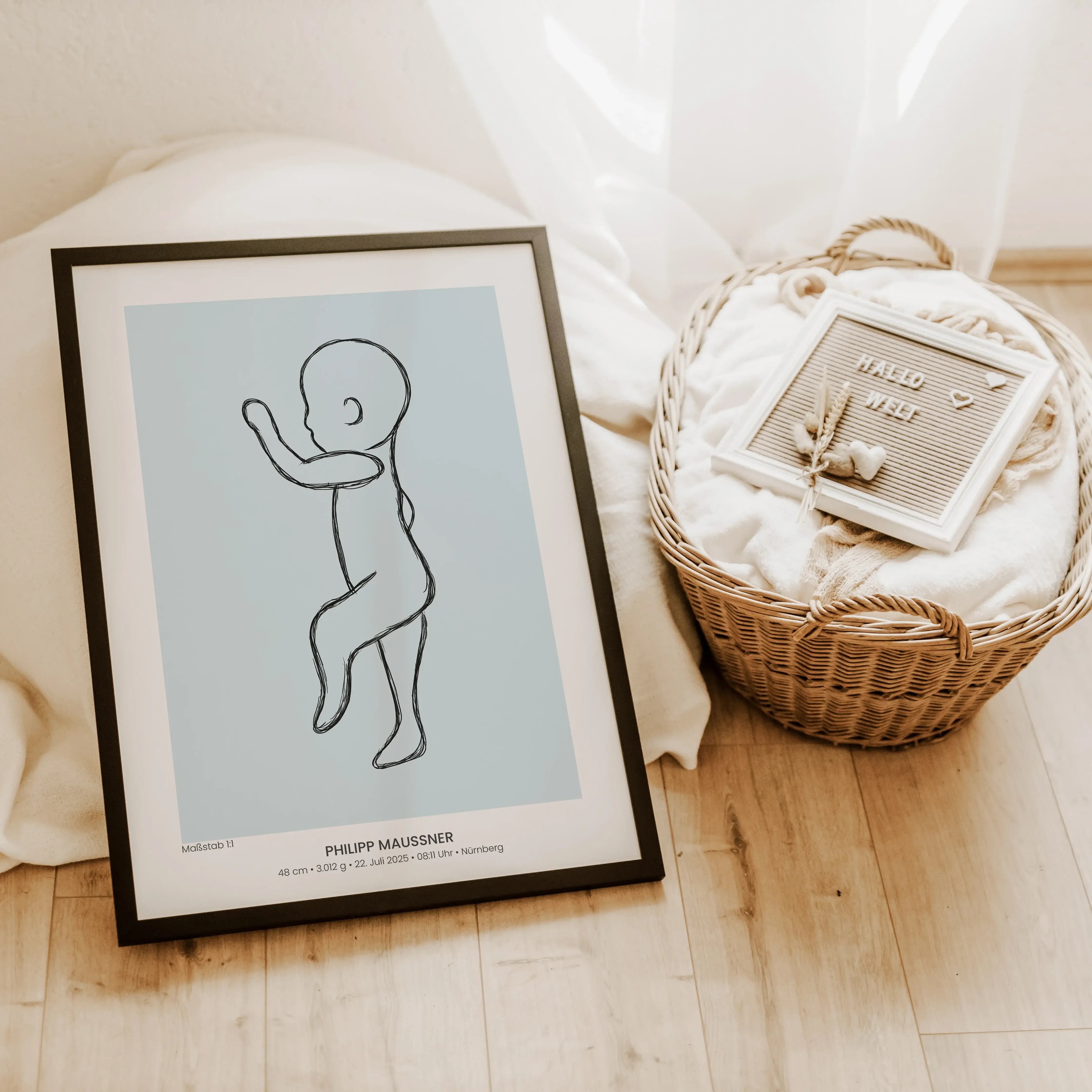 Geburtsposter 1:1 Baby 'Sketch'-famprints-Personalisiertes Poster-Herzlichen Glückwunsch! Ihr habt es geschafft. Nach neun langen Monaten und einer vermutlich anstrengenden Geburt, haltet ihr endlich euer kleines Wunder in den Armen. Eine so große Freude