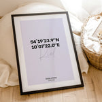 Stadtposter Koordinaten-famprints-Personalisiertes Poster-Kennst du das auch? Du kommst von einem herrlichen Urlaub zurück und möchtest am liebsten wieder zurück? Oder suchst nach dem perfekten Hochzeitsgeschenk für deine beste Freundin, die im schönen Ve