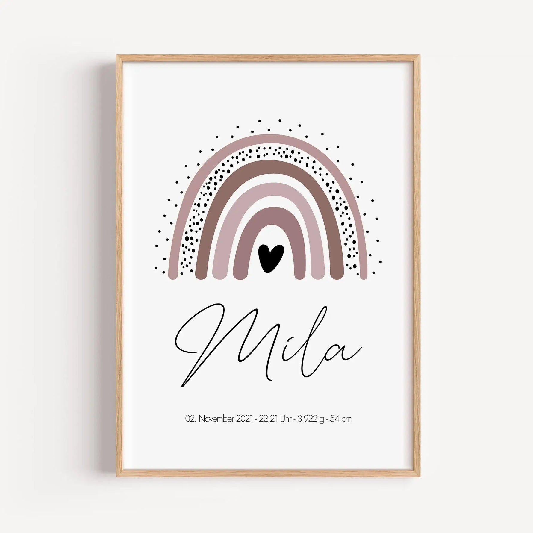 Regenbogen Poster-famprints-Personalisiertes Poster-Das wundervolle personalisierte Regenbogen Poster lässt sich mit allen relevanten Geburtsdaten personalisieren und schmückt jede Kinderzimmer Wand. Das Geburtsposter kannst du mit deinem Wunschtext perso
