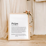 Papa Definition Poster-famprints-Personalisiertes Poster-Auf dem Papa Definition Poster findest du unsere Interpretation von einem Vater. Stell dir vor, du überraschst deinen Papa mit dieser persönlichen Geschenkidee. Sobald er die ersten Textzeilen liest