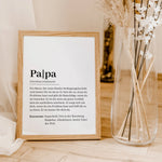 Papa Definition Poster-famprints-Personalisiertes Poster-Auf dem Papa Definition Poster findest du unsere Interpretation von einem Vater. Stell dir vor, du überraschst deinen Papa mit dieser persönlichen Geschenkidee. Sobald er die ersten Textzeilen liest