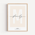 Poster Family Buchstabe-famprints-Personalisiertes Poster-Unserer Poster Family mit Buchstaben ist eine Mischung aus Familienposter und Buchstabenposter. Auf dem Poster befindet sich das große weiße Initial des Familiennamens auf dem wahlweise Polish Grey