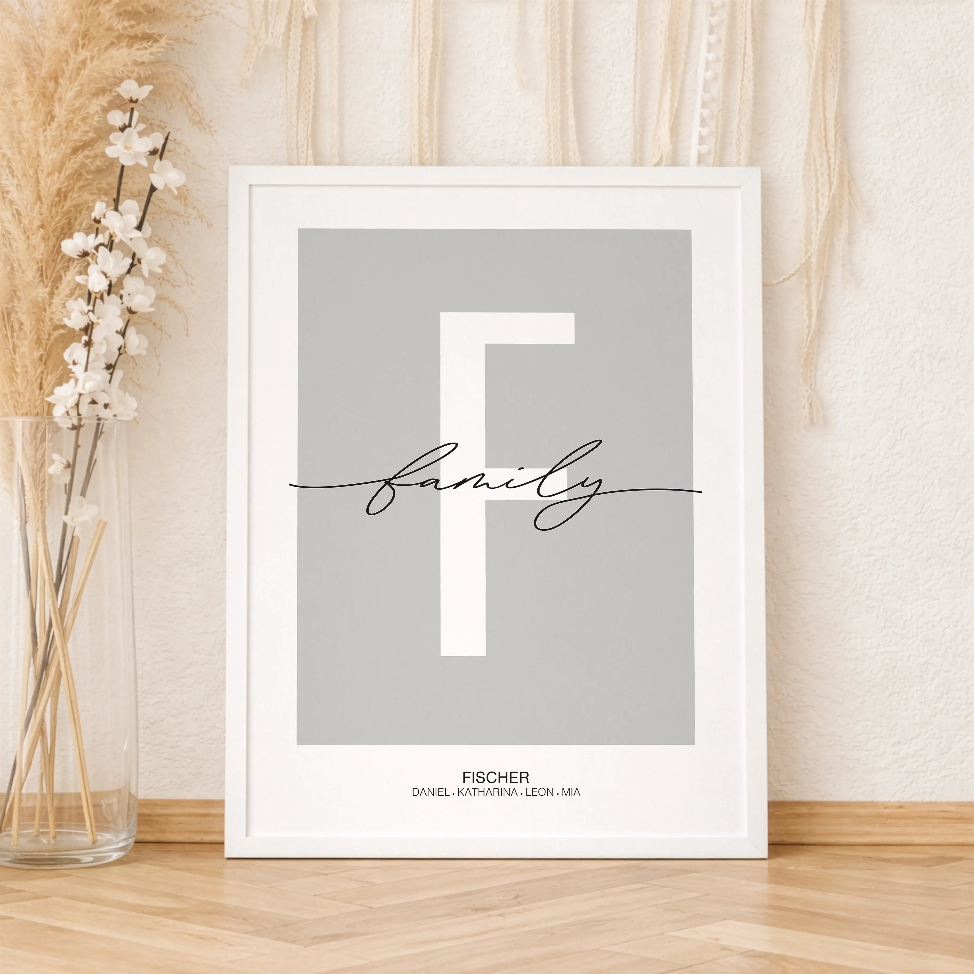 Poster Family Buchstabe-Personalisiertes Poster-famprints-Das Poster Family Buchstabe von famprints verbindet modernes Design mit persönlicher Bedeutung und wird so zu einem stilvollen Blickfang für dein Zuhause oder einem besonderen Geschenk für Menschen