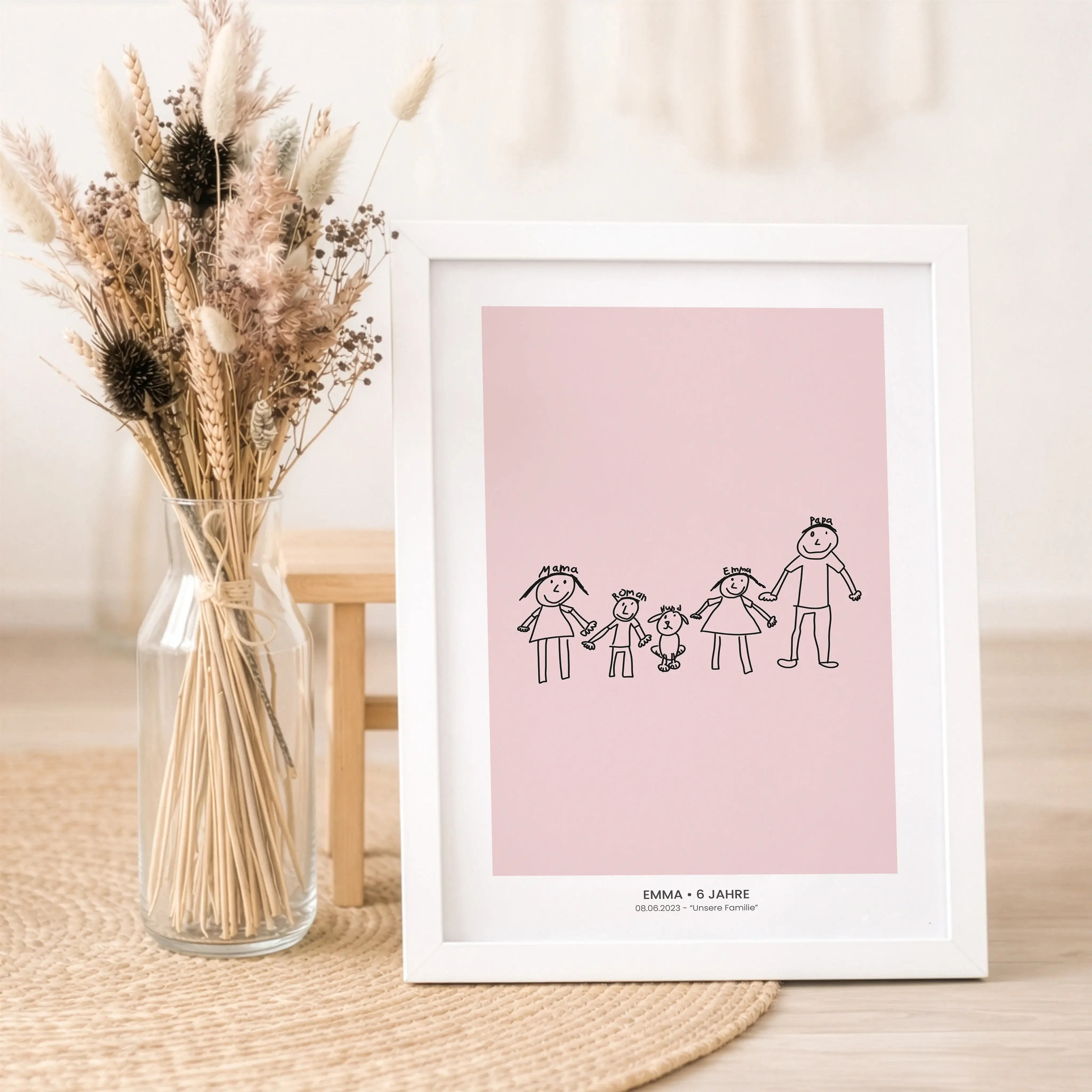 Kinderkunst Poster No1-Personalisiertes Poster-famprints-Kinderkunst Poster No1 verwandelt die Zeichnung deines Kindes direkt im Konfigurator in ein hochwertiges Poster. Du lädst einfach ein Foto des gemalten Kunstwerks hoch und siehst sofort, wie daraus
