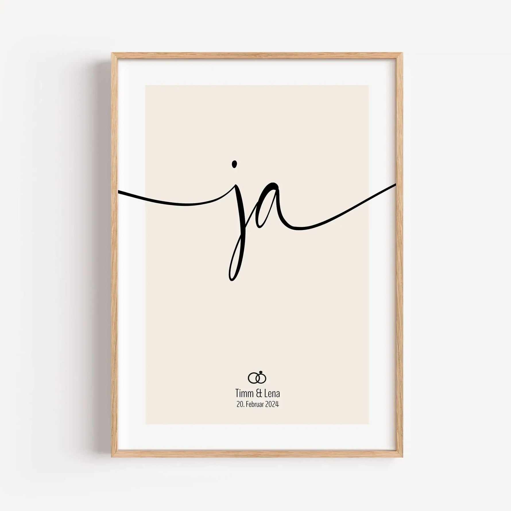 Ja Poster-famprints-Personalisiertes Poster-Auf dem 'Ja' Hochzeit Poster findest du in schwungvoller Schrift den 'ja' Schriftzug. Das Ja Wort Poster steht symbolisch für die Ehe, die Liebe des Lebens, ein Versprechen für die Ewigkeit. Das Hochzeit Bild lä